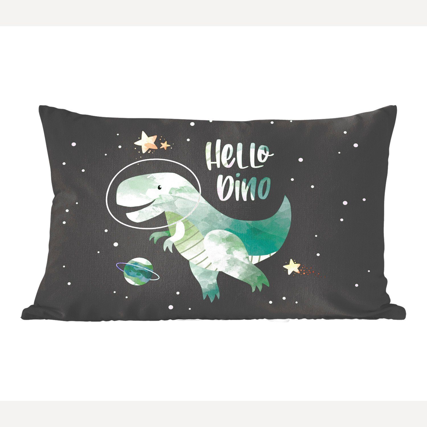 MuchoWow Dekokissen Jungen - Schlafzimmer Dekokissen Dekoration, - mit Wohzimmer Zierkissen, Füllung, Kinder Kinder, - - 'Hallo - Zitate Sprichwörter Dino'