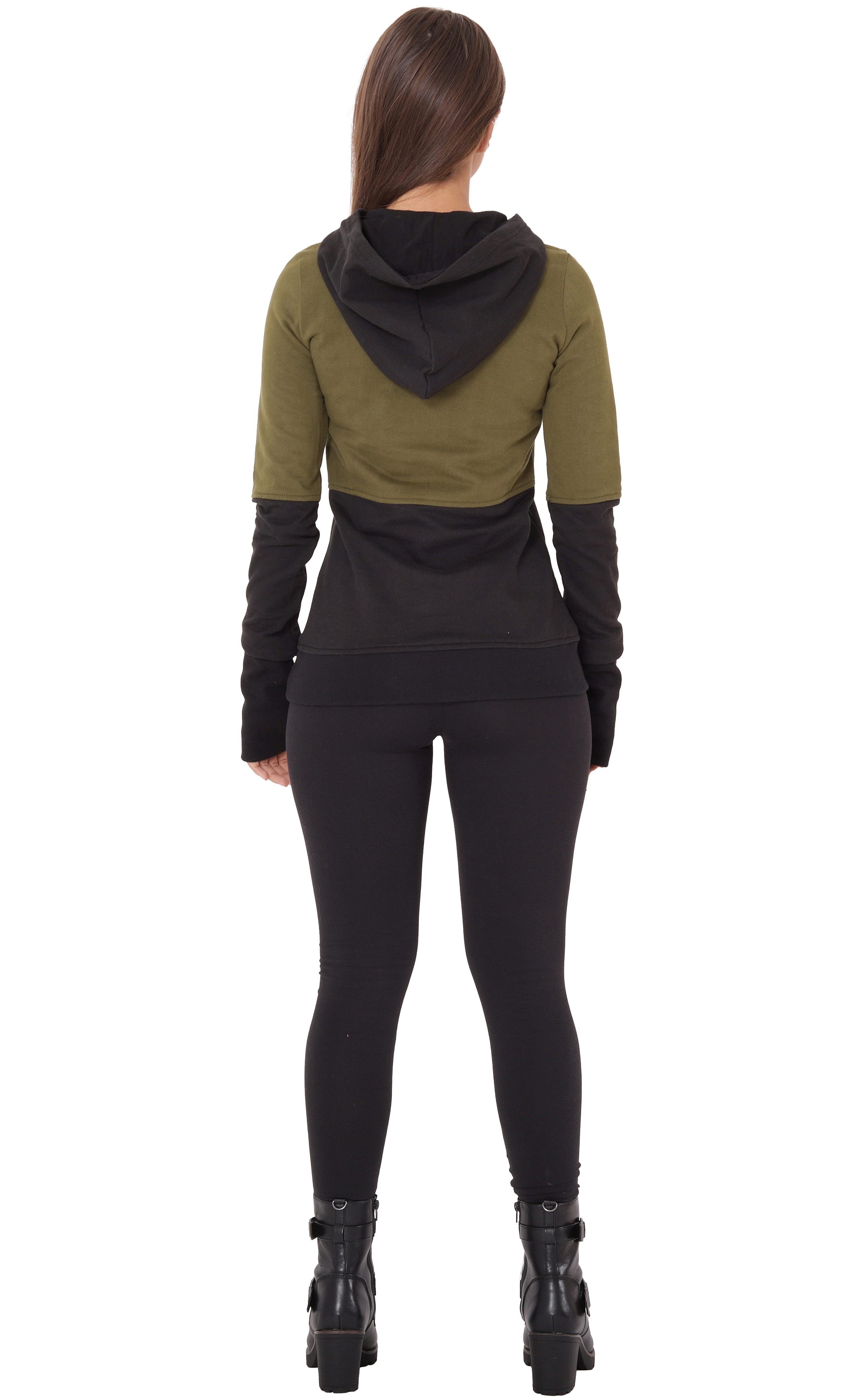 PUREWONDER Kapuzenpullover Pullover Hoodie Kapuzenpullover mit Katze dr34 Grün S fürs ganze Jahr