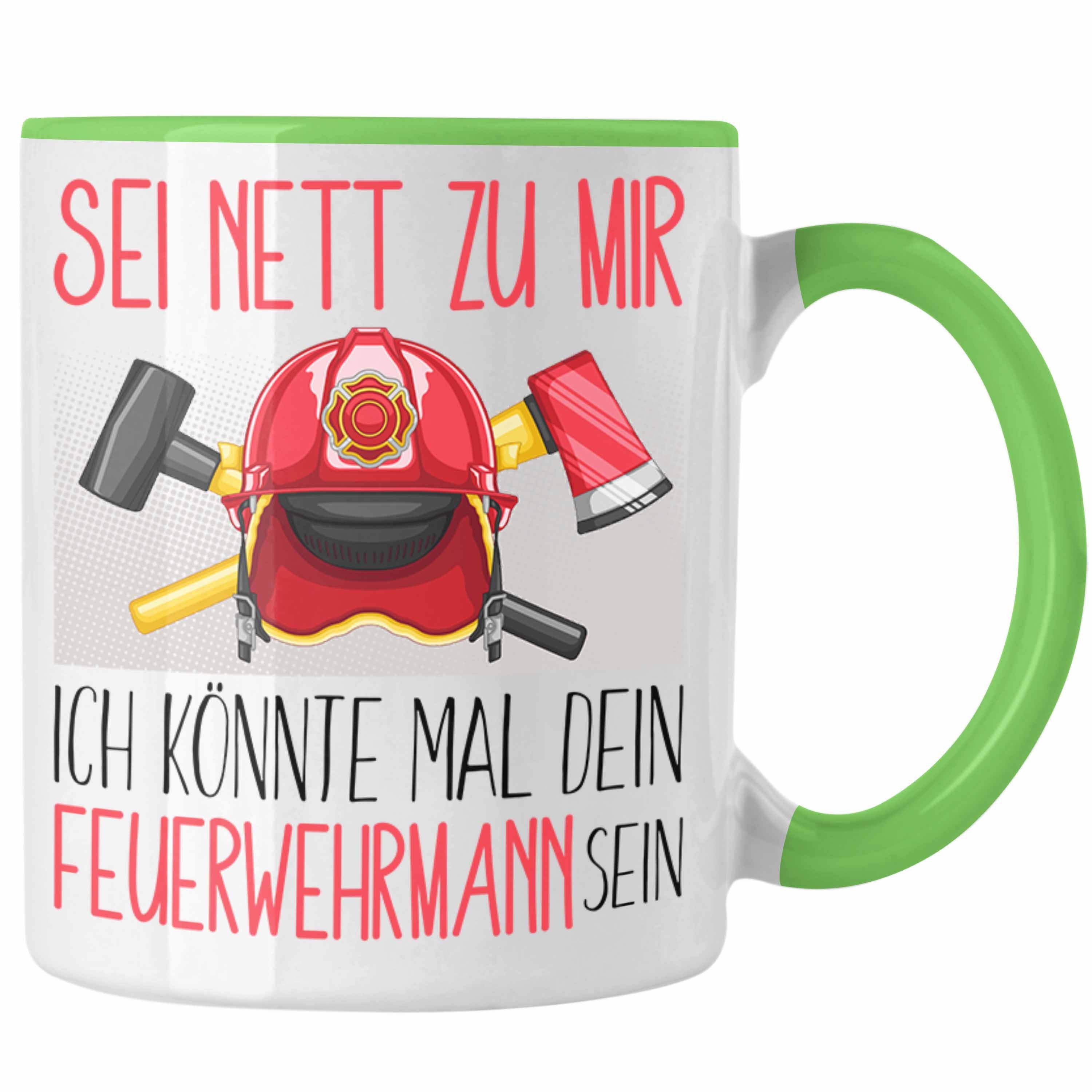 Trendation Tasse Feuerwehrmann Ausbildung Tasse Geschenk Feuerwehr Geschenkidee Sei Net Grün | Teetassen