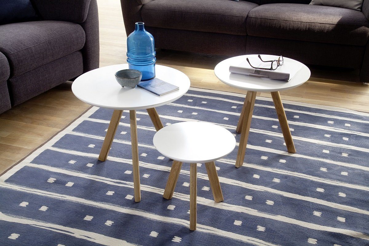 MCA furniture Couchtisch Couchtisch Set Sinio, 3-teilig, teilmassiv, Ø50/Ø45/Ø32, weiß matt (Set) | Ablagetische