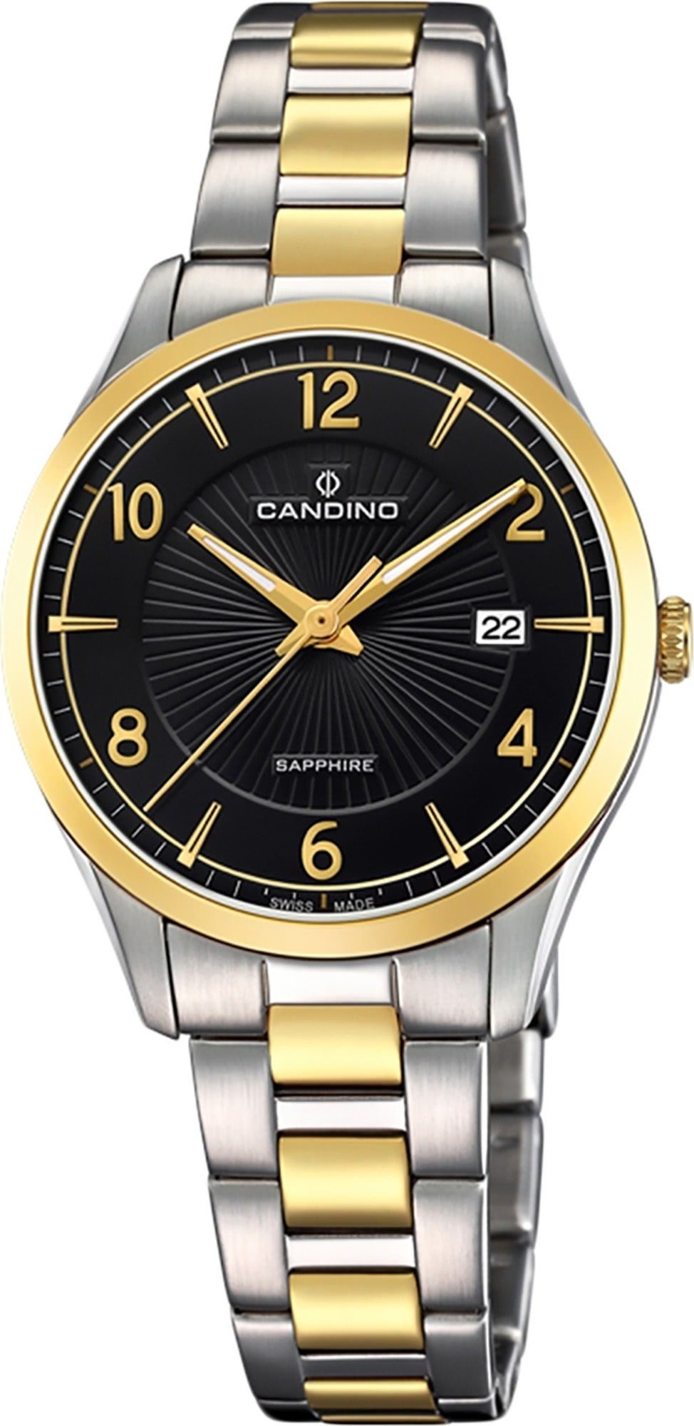 Edelstahlarmband Armbanduhr Damen C4632/2, Damen silber, Analog Uhr Candino rund, Candino gold, Elegant Quarzuhr