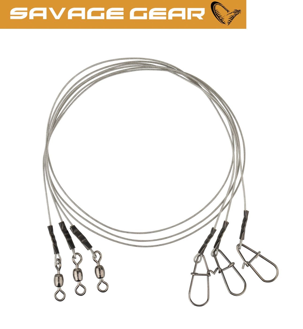 Vorfachschnur Savage Gear Carbon49 Vorfach 40cm 0,60mm 16kg - 3 Stahlvorfächer
