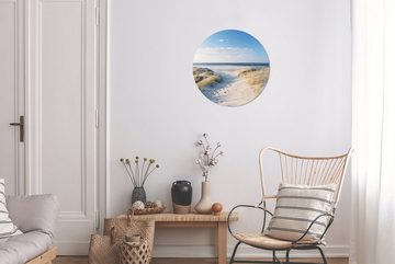 MuchoWow Gemälde Düne - Möwe - Strand - Meer - Sonne, (1 St), Kreis Wanddekoration Forex, Rundes Wandbild, Wohnzimmer, 30x30 cm