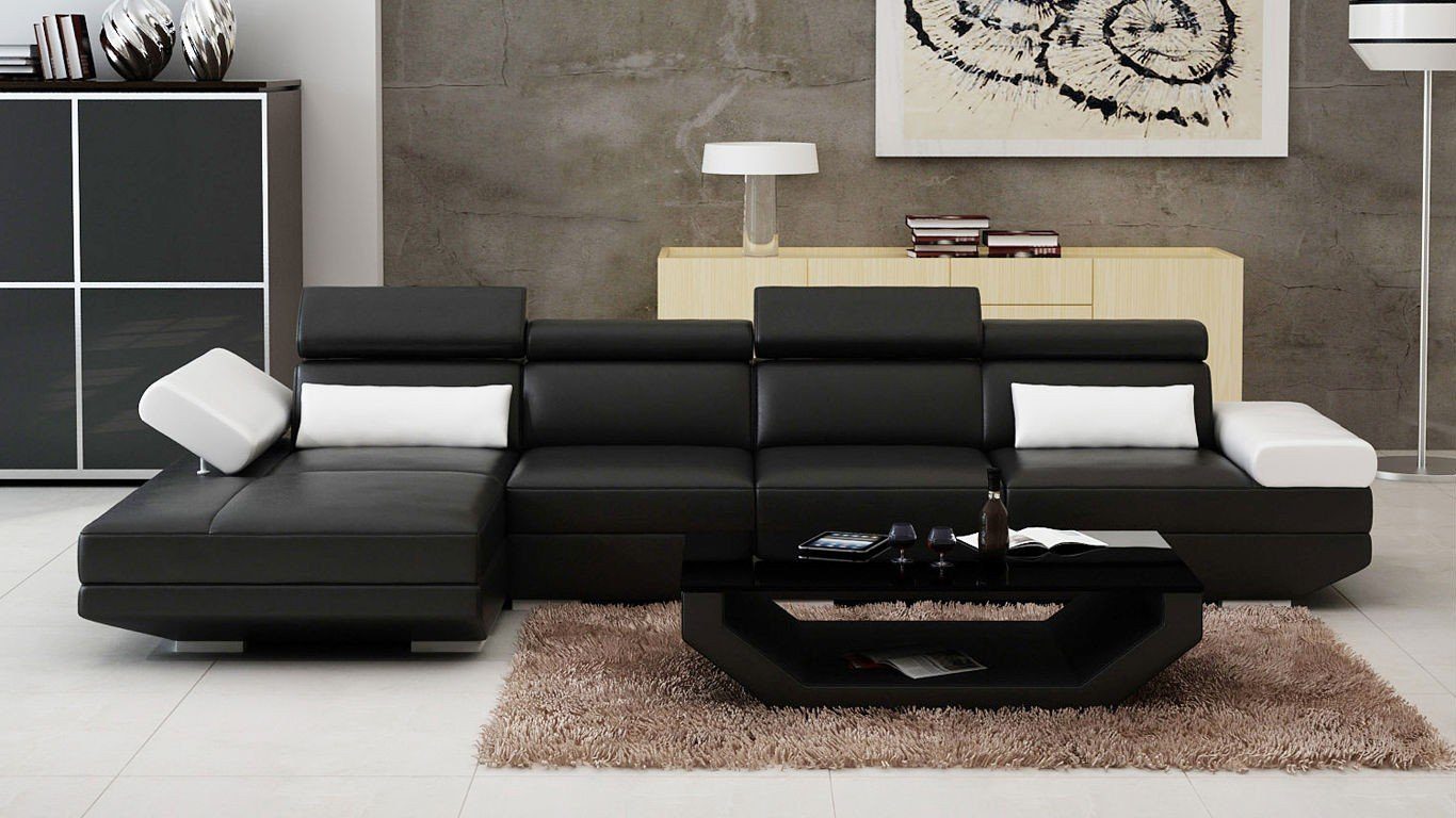 Ecksofa Wohnlandschaft Garnitur Couch Ecksofa, Ledersofa Design L-Form Modern JVmoebel