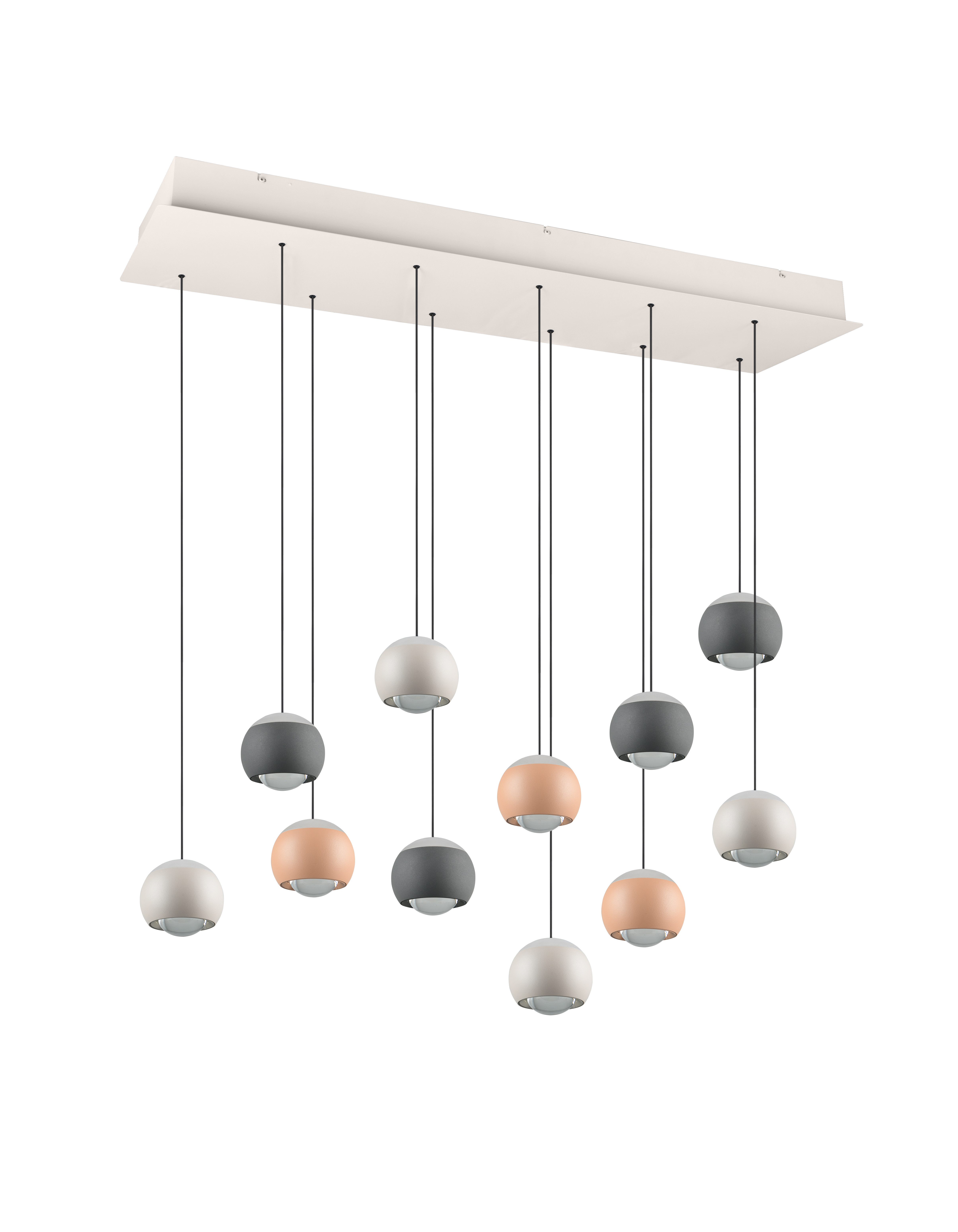 Musterring LED Pendelleuchte CANNON, 11-flammige LED Hängelampe 5W 500Lumen 2300-4000K CCT, CCT - über Fernbedienung, Dimmfunktion, Memoryfunktion, Nachtlichtfunktion, LED fest integriert, Farbwechsler, warmweiß - kaltweiß, mit Fernbedienung, stufenlos höhenverstellbar max 195cm dimmbar Memory
