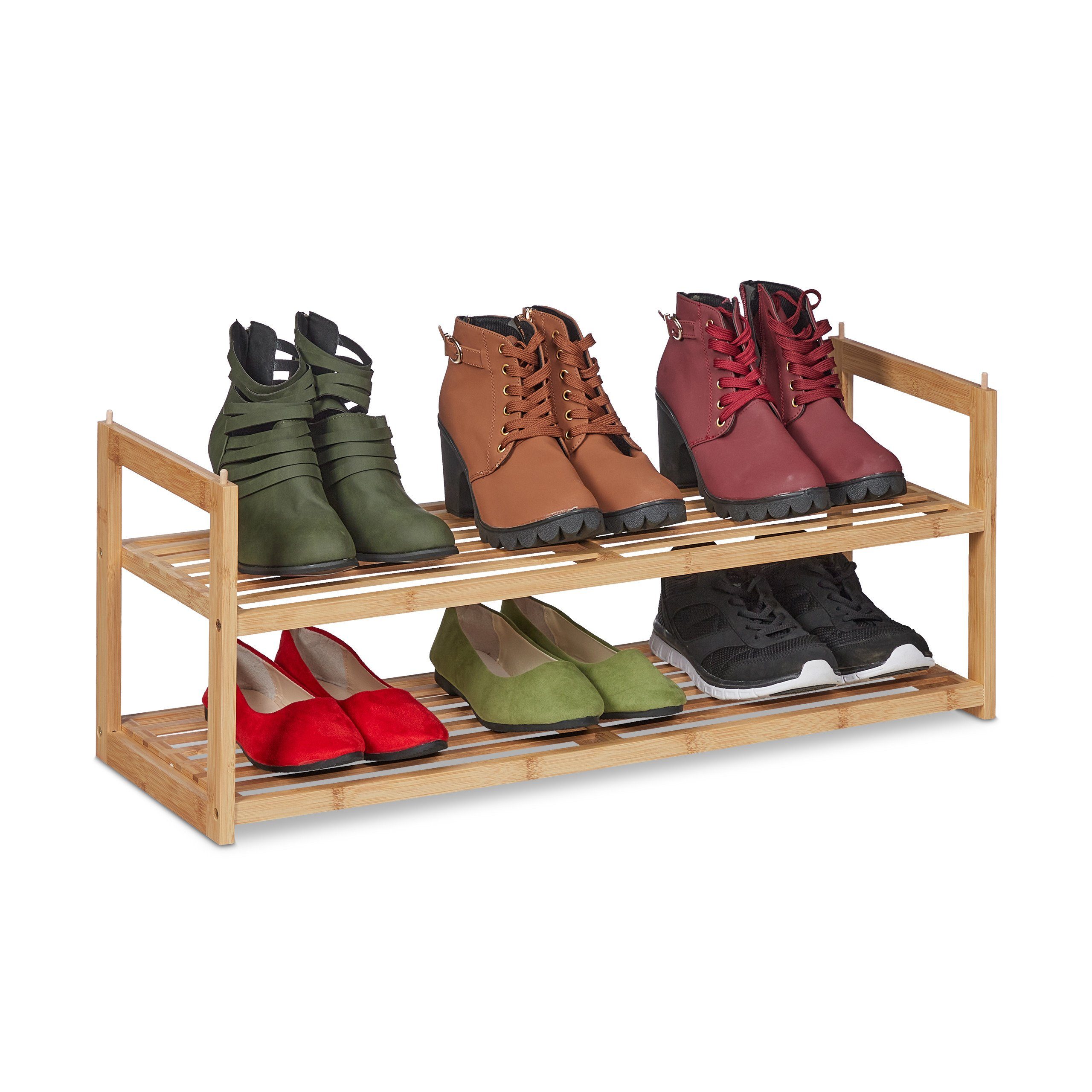 relaxdays Schuhregal Bambus Schuhregal stapelbar günstig online kaufen