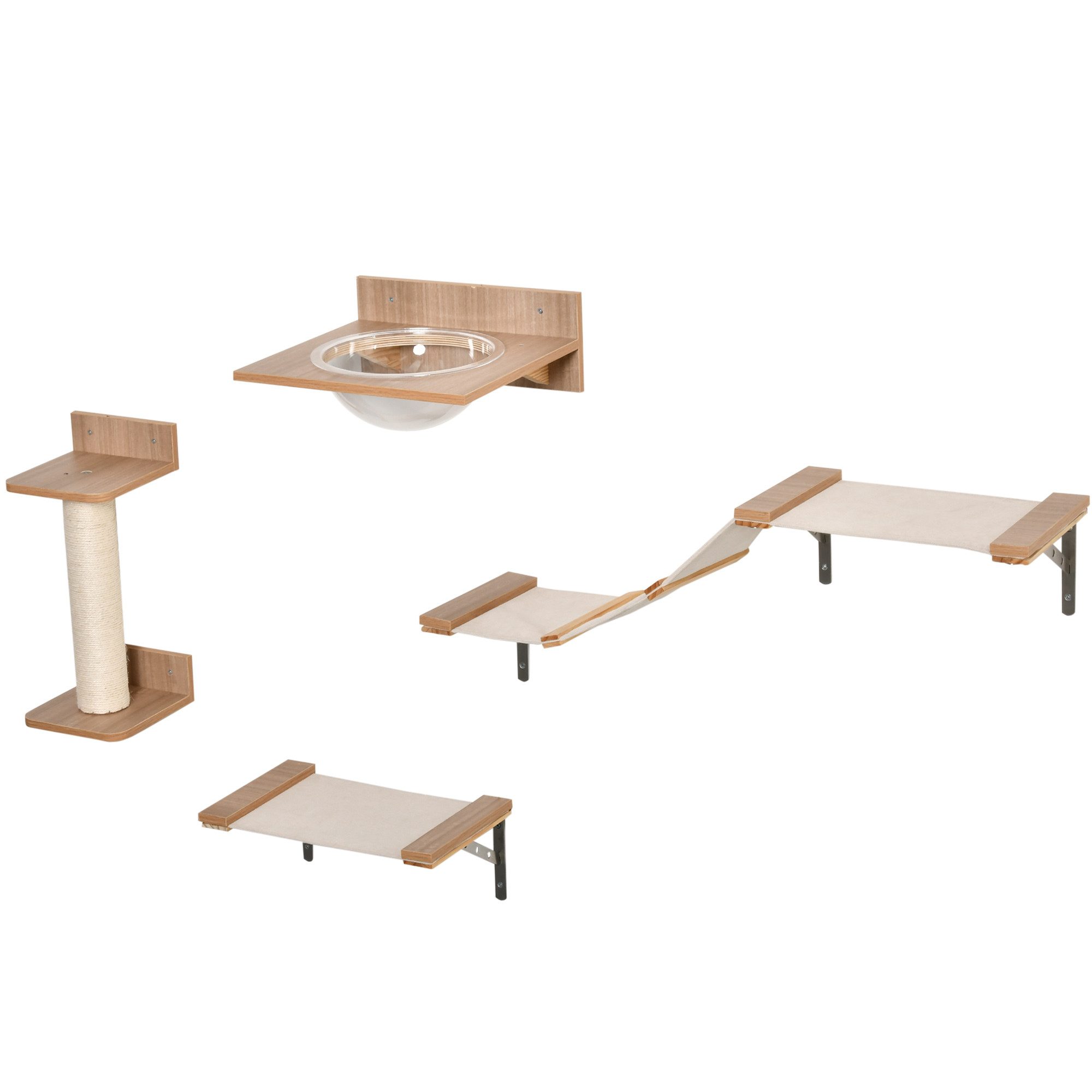 PawHut Katzen-Kletterwand Katzenkletterwand, Braun, 38x34x15 cm