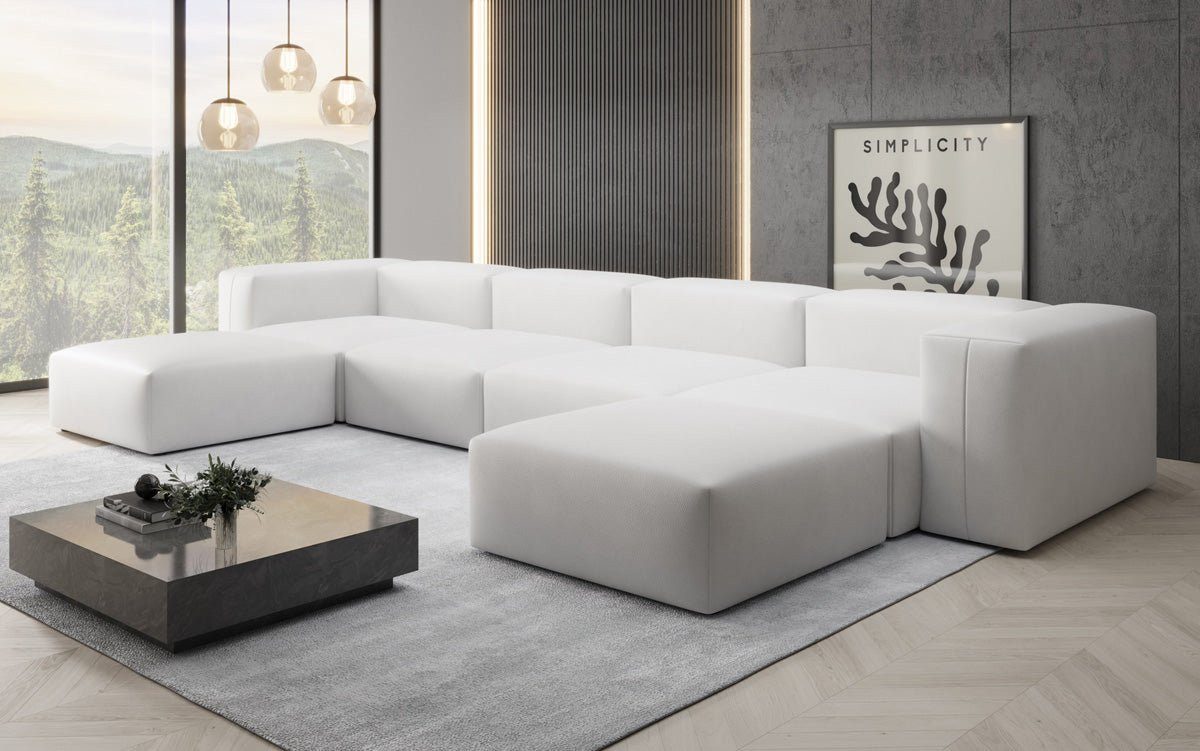 Luxusbetten24 Wohnlandschaft Designer U Sofa Snug, aus echtem Leder