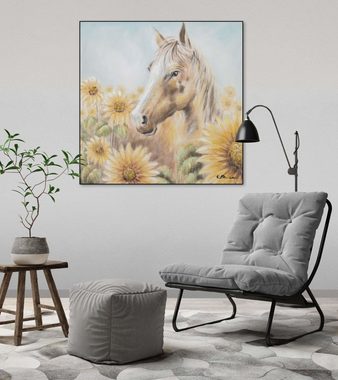 KUNSTLOFT Gemälde Blooming Freedom 80x80 cm, Leinwandbild 100% HANDGEMALT Wandbild Wohnzimmer