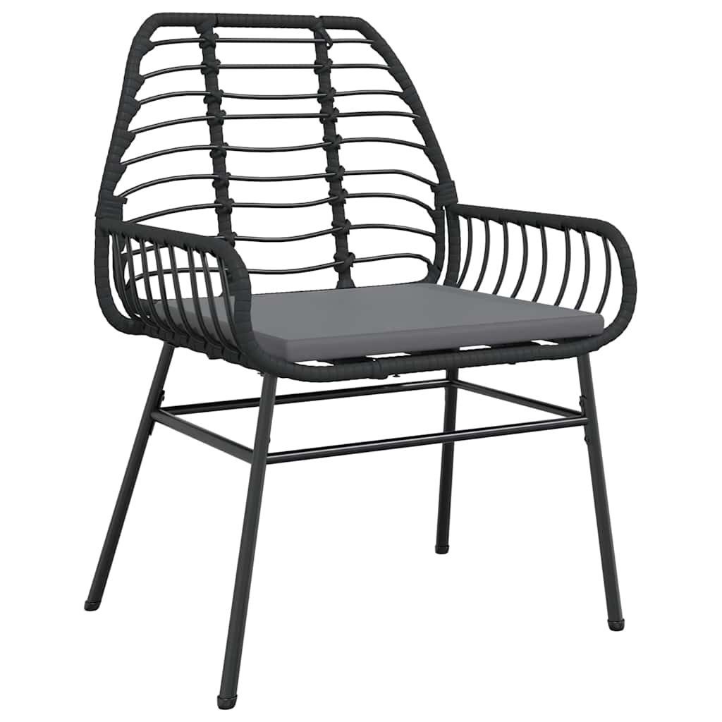vidaXL Garten-Essgruppe 7-tlg. Garten-Essgruppe mit Kissen Schwarz Poly Rattan Glas, (6-tlg)