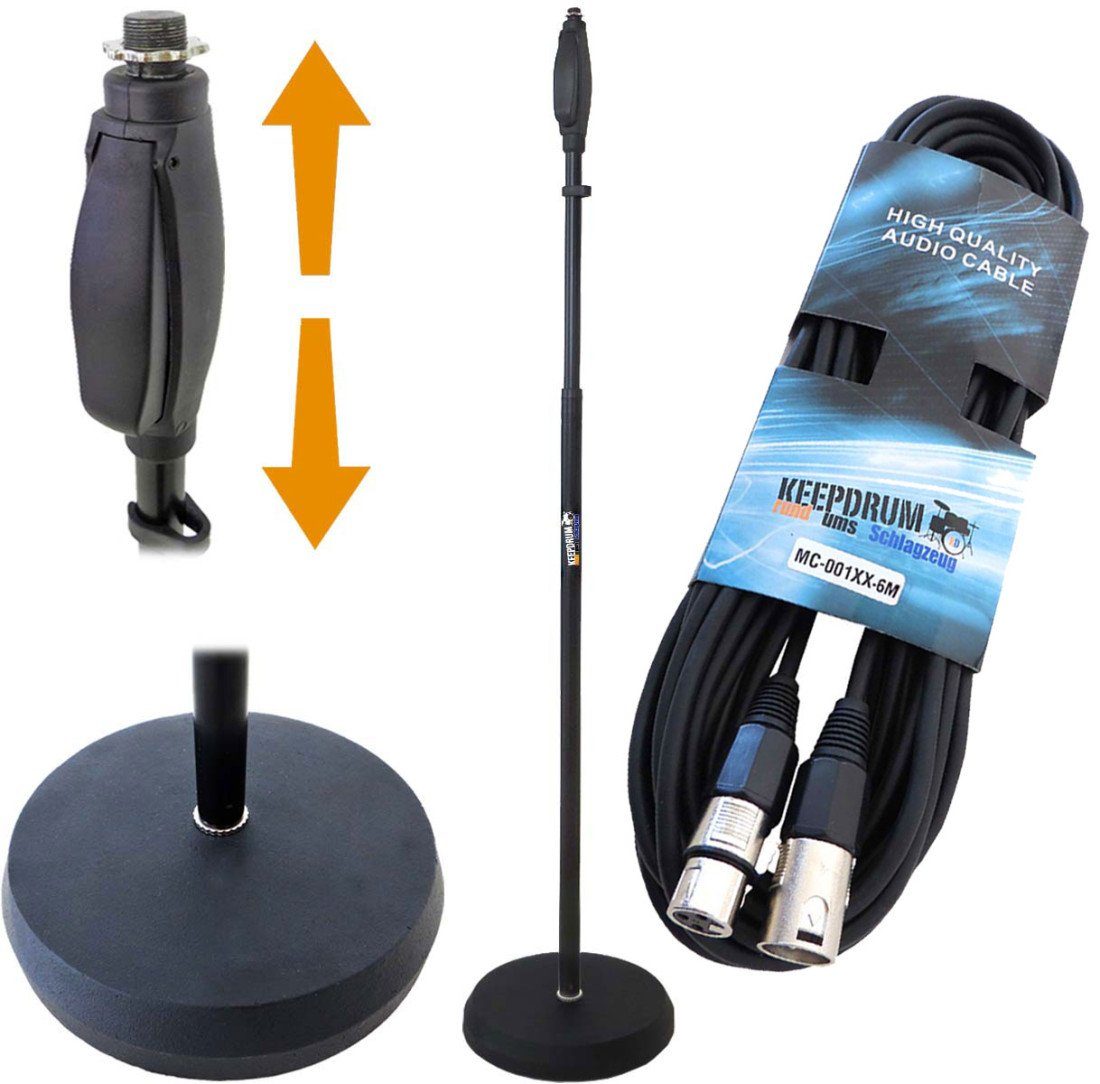 keepdrum Mikrofonständer keepdrum MS110 Einhand Mikrofonstaender mit Mikrofonkabel, Vorteils-Set mit XLR Kabel