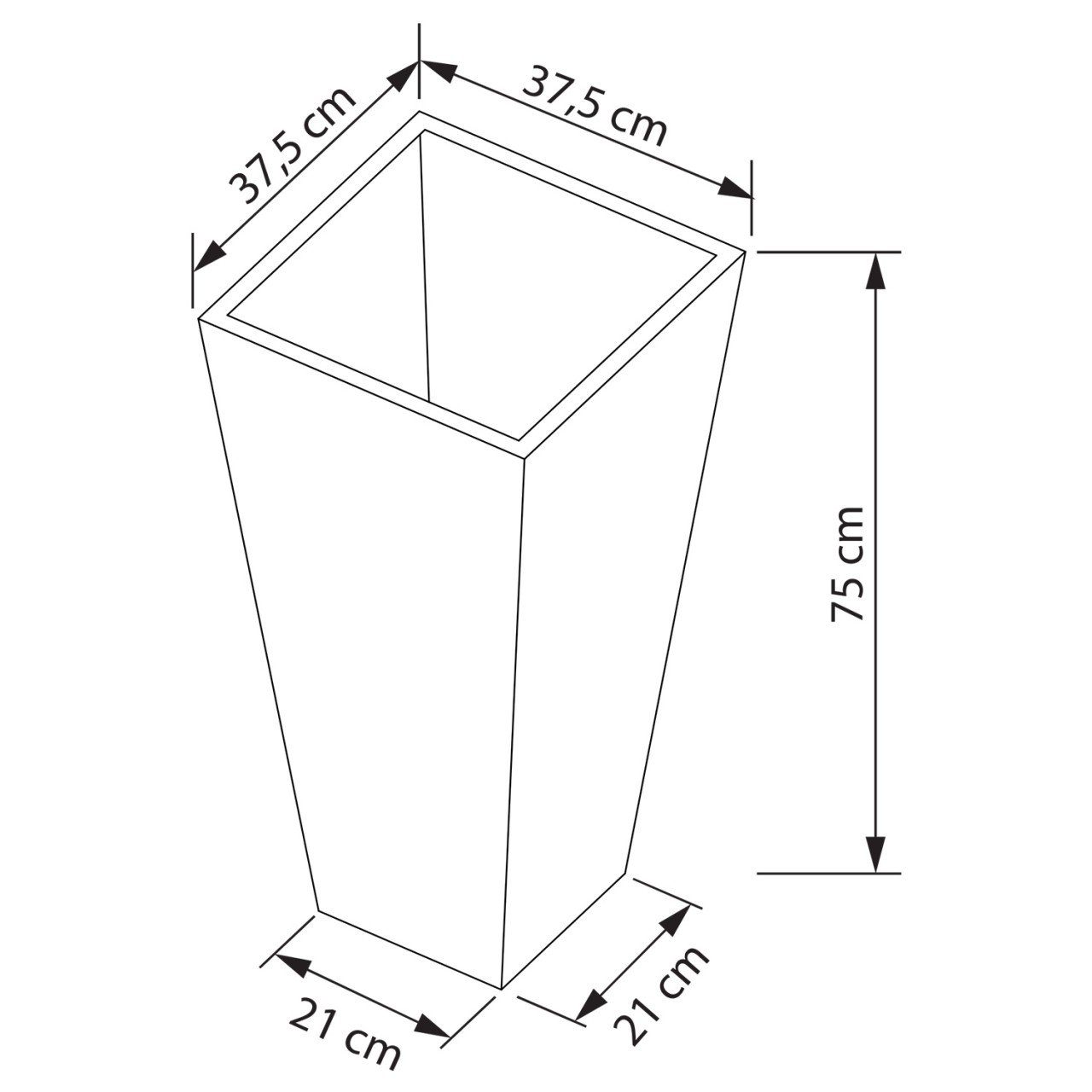 Briefkasten Schwarz in Medium Bravios Pflanzkübel Vase