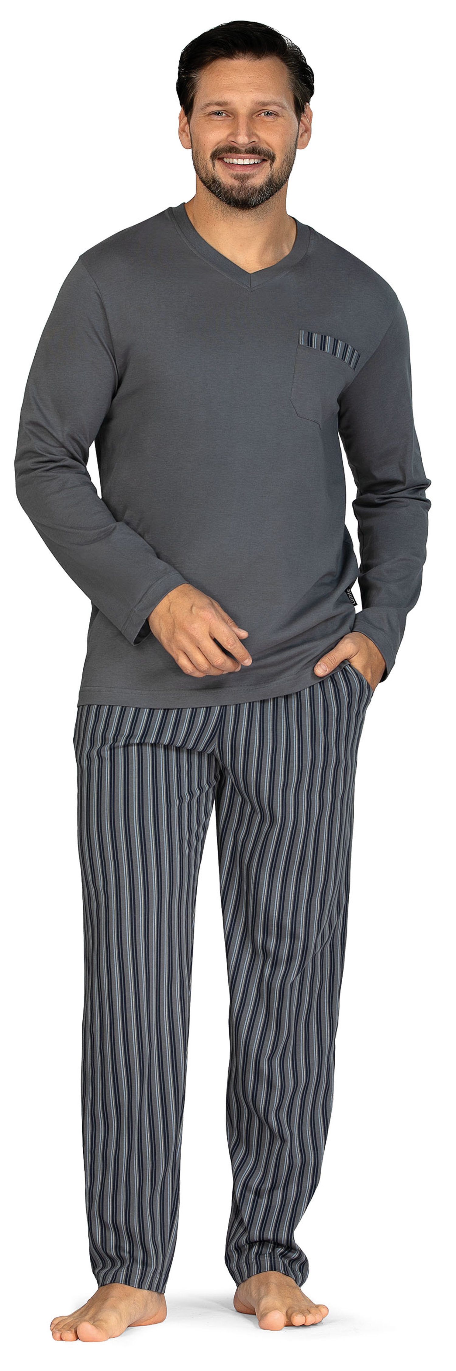 Comte Schlafanzug Herren Pyjama modisch Langarm (2 tlg) Baumwolle