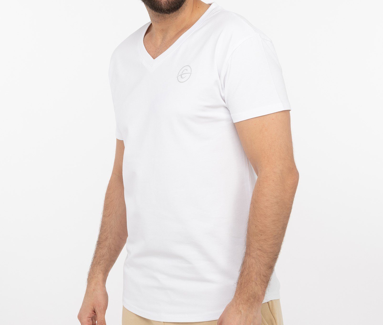 Chilled Mercury T-Shirt Baumwolle V-Ausschnitt Stretch Shirt Weiß