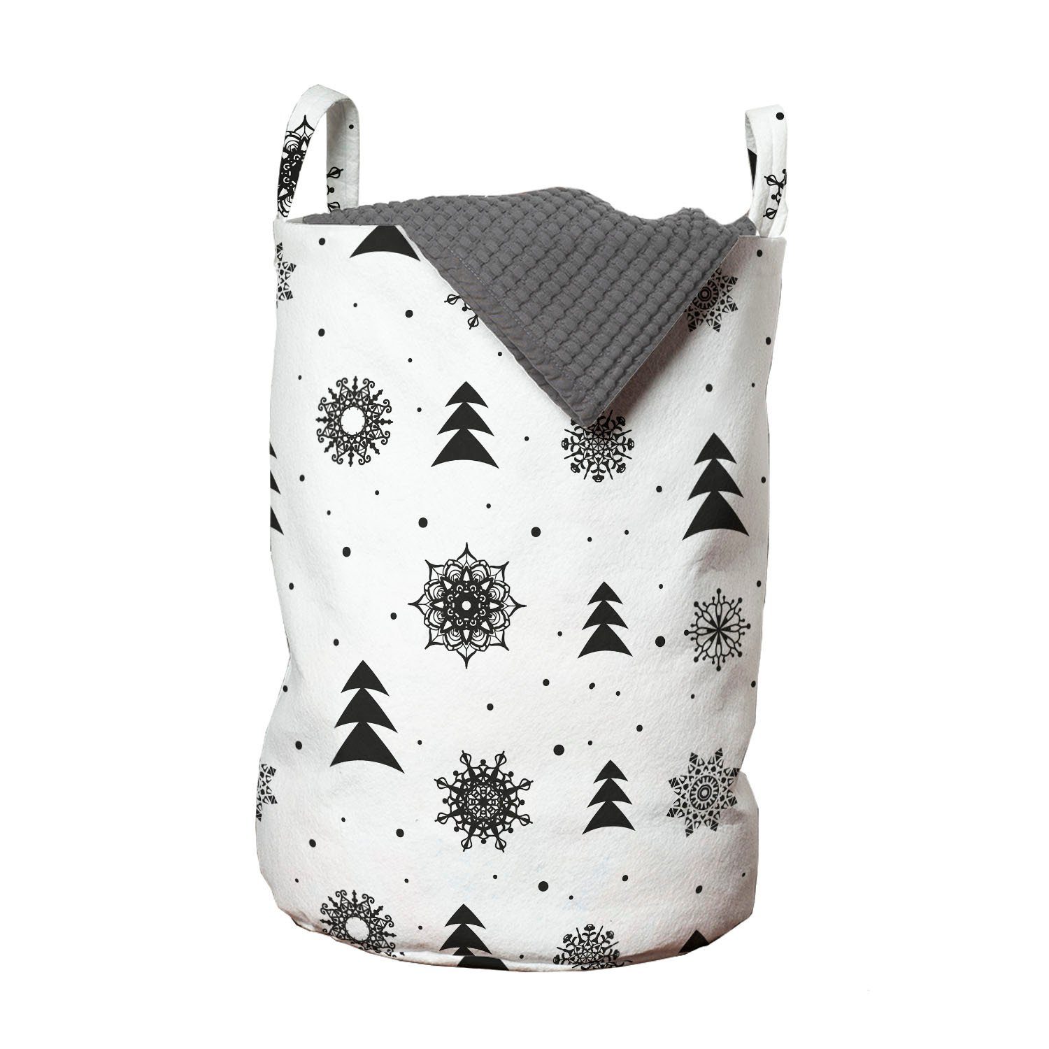 Abakuhaus Wäschesäckchen Wäschekorb mit Griffen Kordelzugverschluss für Waschsalons, nordisch Weihnachten Pine Trees Ferien