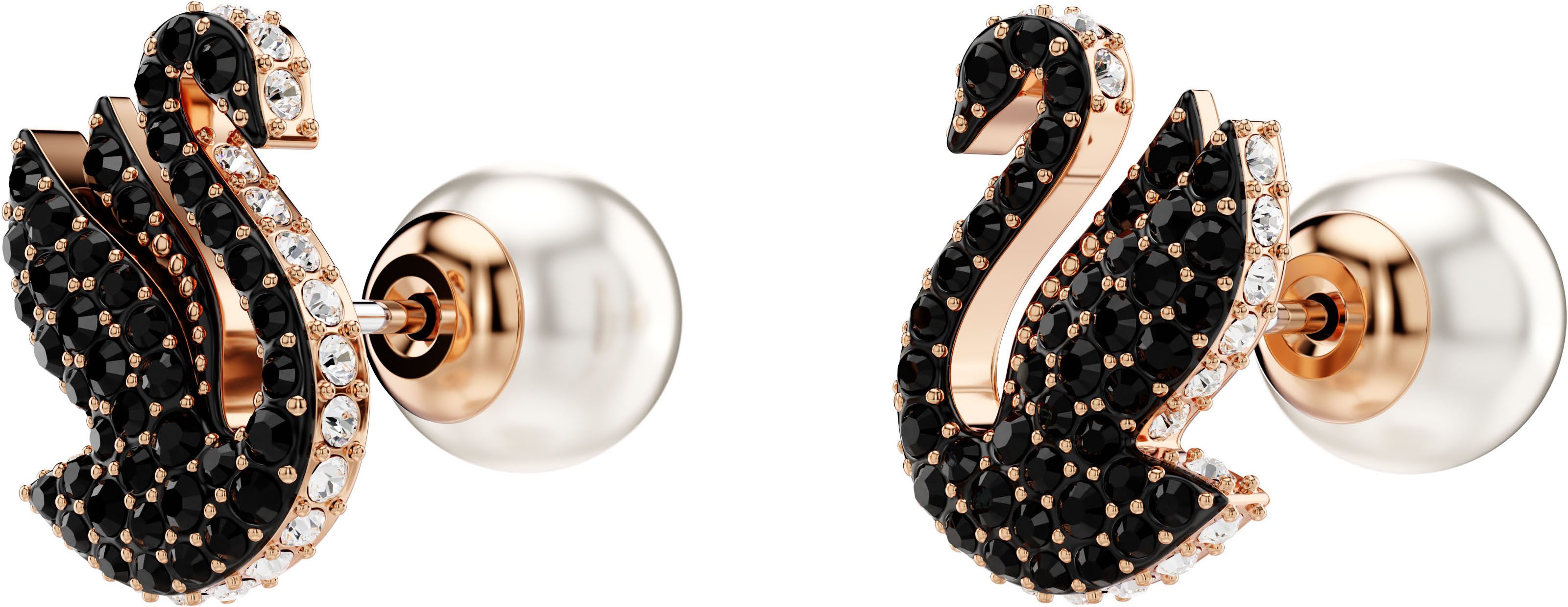 Swarovski Paar Ohrstecker Swarovski Iconic Swan, mit Swarovski® Kristall - mit Swarovski® Perle
