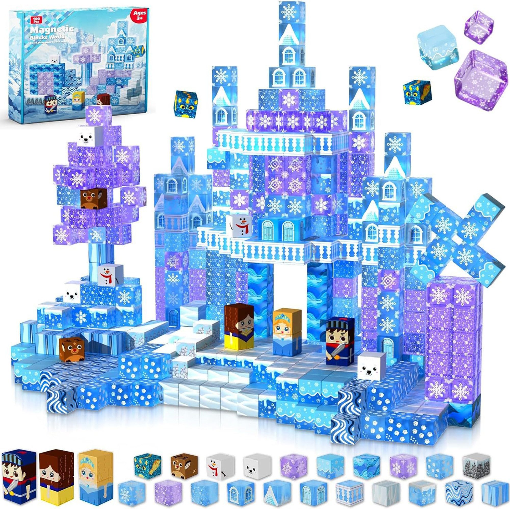 Luckice magnetische Bausteine, Lern- & Steckspiel, Kreativspielzeug für Kinder Magnetspielbausteine, (Set, 100 St., STEM sensorisches Spielzeug Magnetbausteine Kinderspielzeug), fördert räumliches & kreatives Denken, handaugenkoordinierend