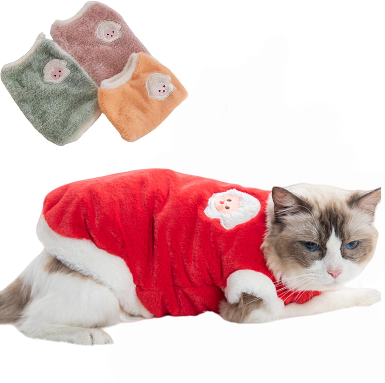 Ledander Hundeoverall Winter Plüsch Katzenkleidung, Hundepullover,Warme Haustier Pullover, für Kätzchen und kleine Hunde