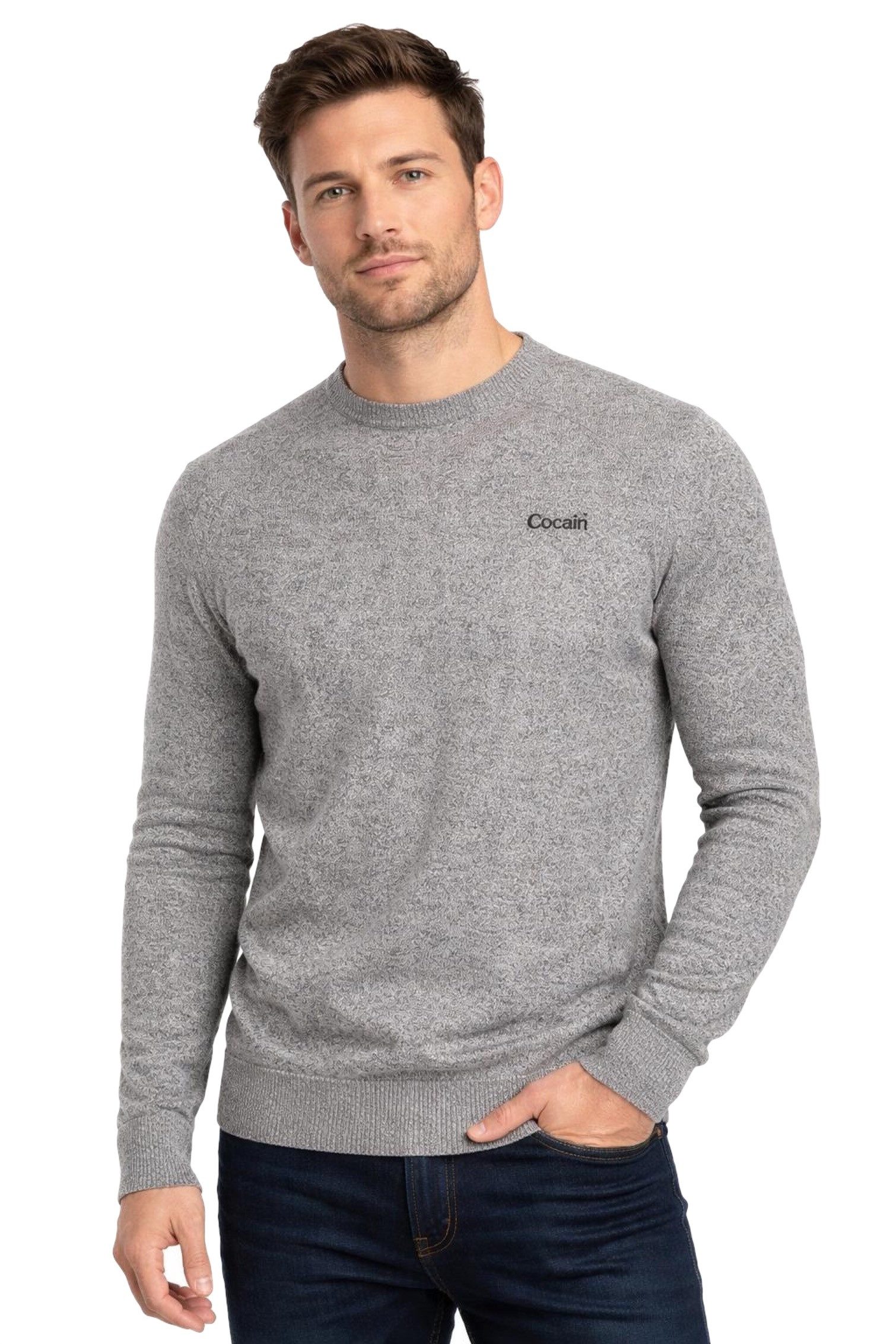 Cocain underwear Strickpullover Damen 100% Baumwolle Rundhals dünnes Feinstrick (1-tlg) optimaler Ganzjahrespullover - Langarm - für Alltag & Freizeit