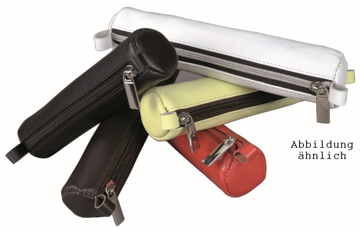 Alassio® Federtasche Schlamperrolle 19x3,5cm Leder schwarz