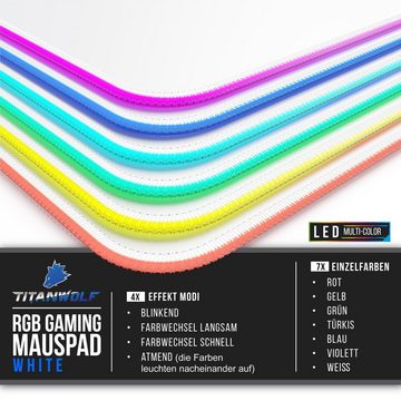 Titanwolf Gaming Mauspad, RGB Mousepad XL, 800 x 300 mm, verbessert Präzision & Geschwindigkeit