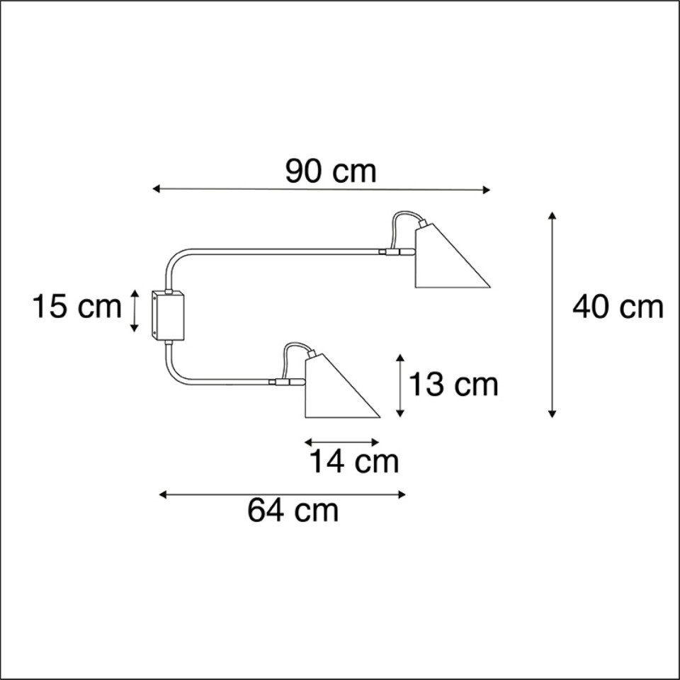 Qazqa Wandleuchte Lune wl, Smarte Leuchte, LED wechselbar, Extra-Warmweiß, QAZQA Wand­leuchte, e27, Schwarz, Stahl, Modern