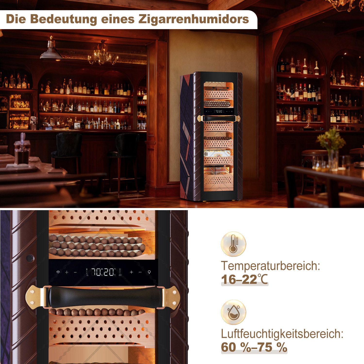 Afidano Humidor Humidor Afidano, Skulpturale Leinwand gestaltet