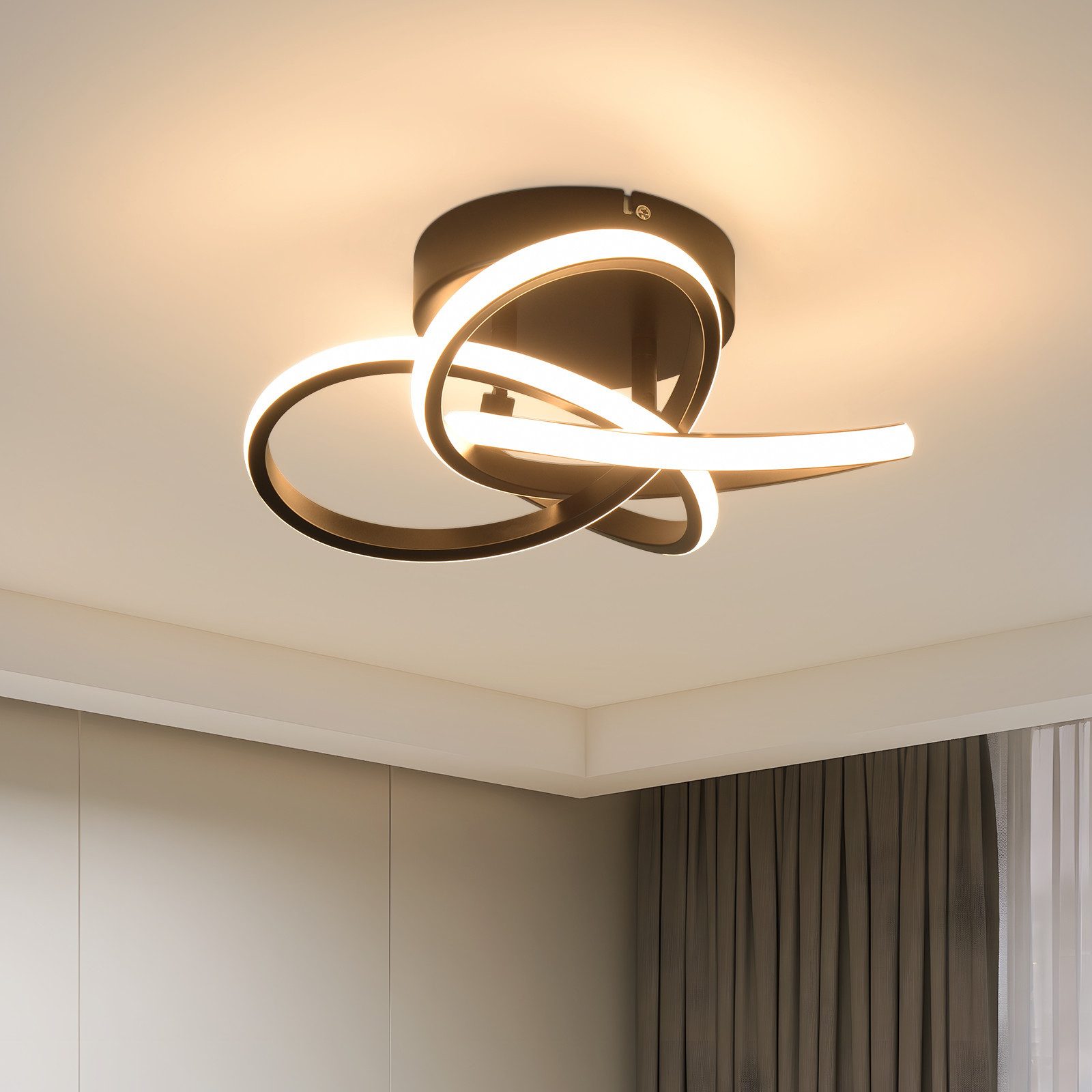 Nettlife LED Deckenleuchte Schlafzimmer Schwarz/Weiß Dimmbar günstig online kaufen