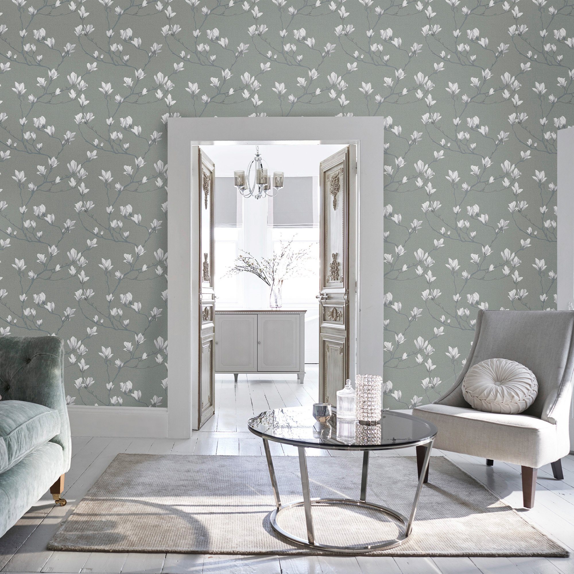 LAURA ASHLEY Vliestapete Magnolia Grove, gemustert, günstig online kaufen