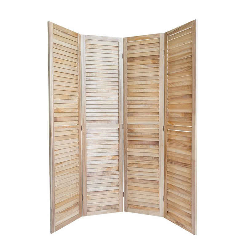 Homestyle4u Paravent 4 fach Raumteiler Holz Trennwand spanische Wand, 4-teilig