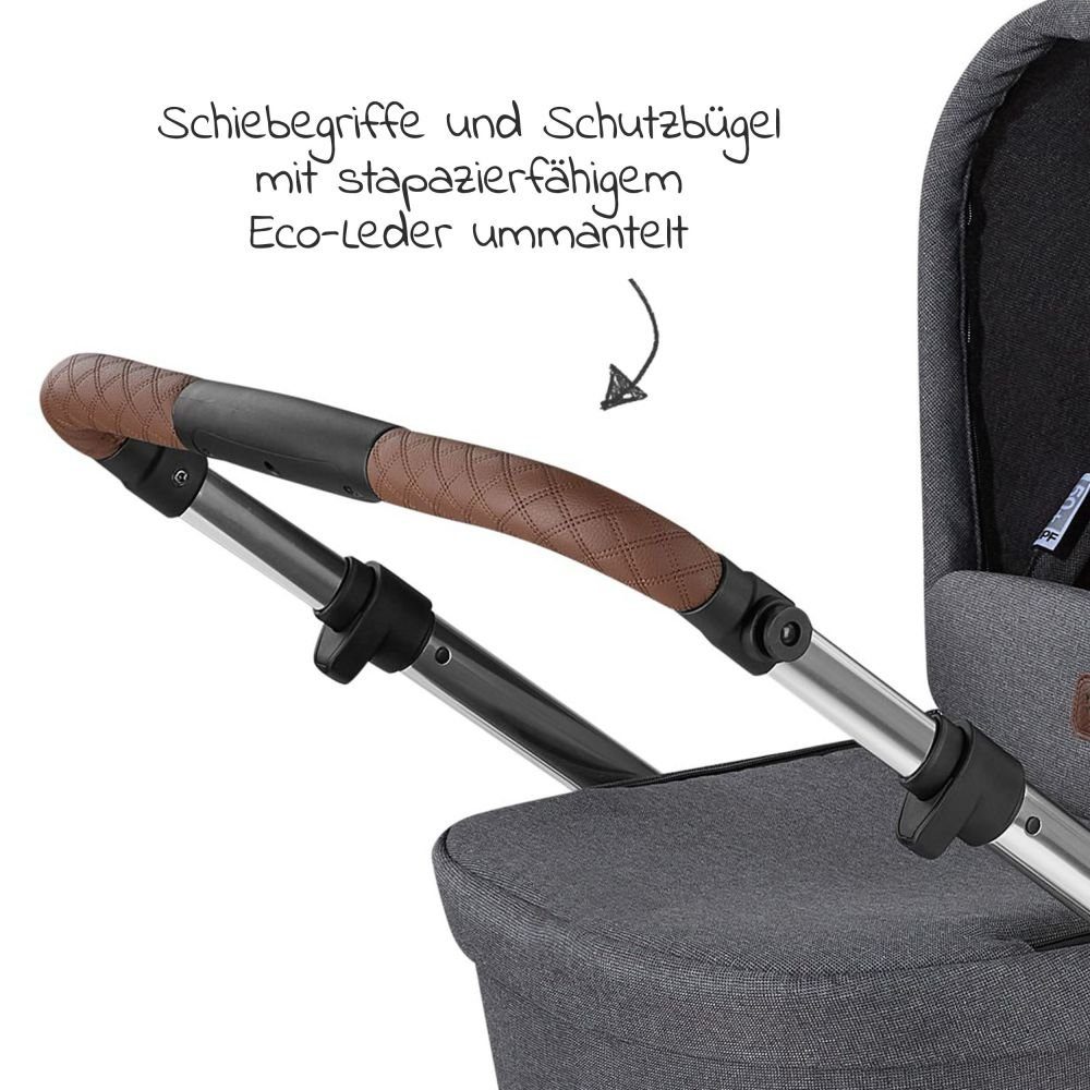 mit Edition Regenschutz Design (7-tlg), - Air ABC Asphalt, Babywanne, Sportsitz, Diamond 4 Lufträdern, Kombi-Kinderwagen Buggy Salsa - Kinderwagen