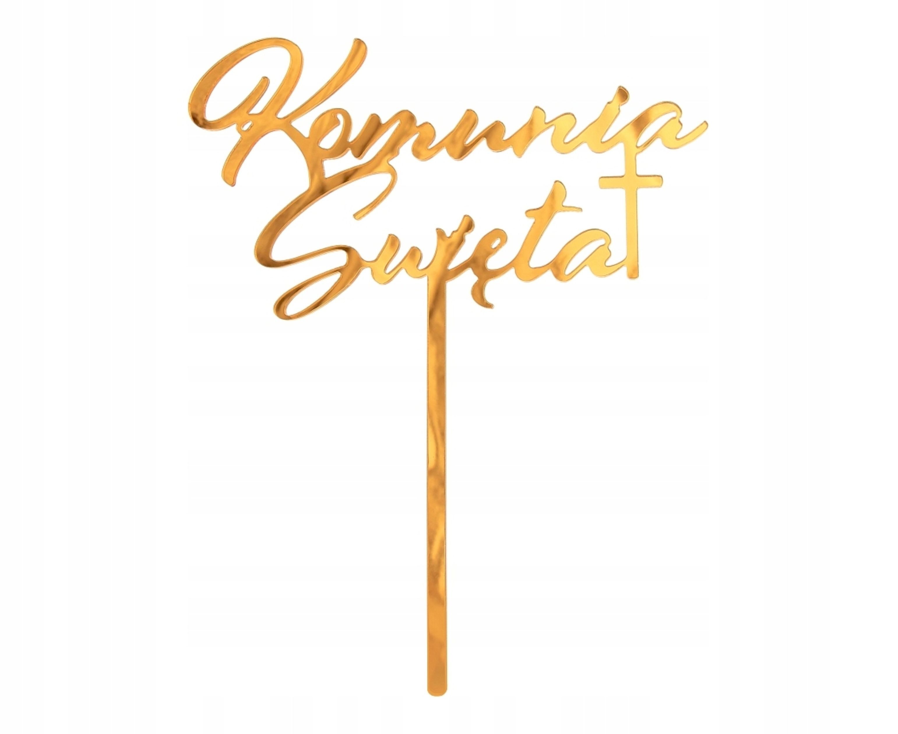 Topper Eleganter, goldener Tortentopper für die Kommunion – 18 cm