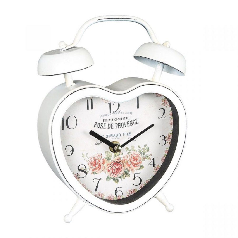 Linoows Tischuhr Tischuhr, Kamin Uhr mit Rosenmotiv in Herzform Landhaus Uhr mit Rosenblüten