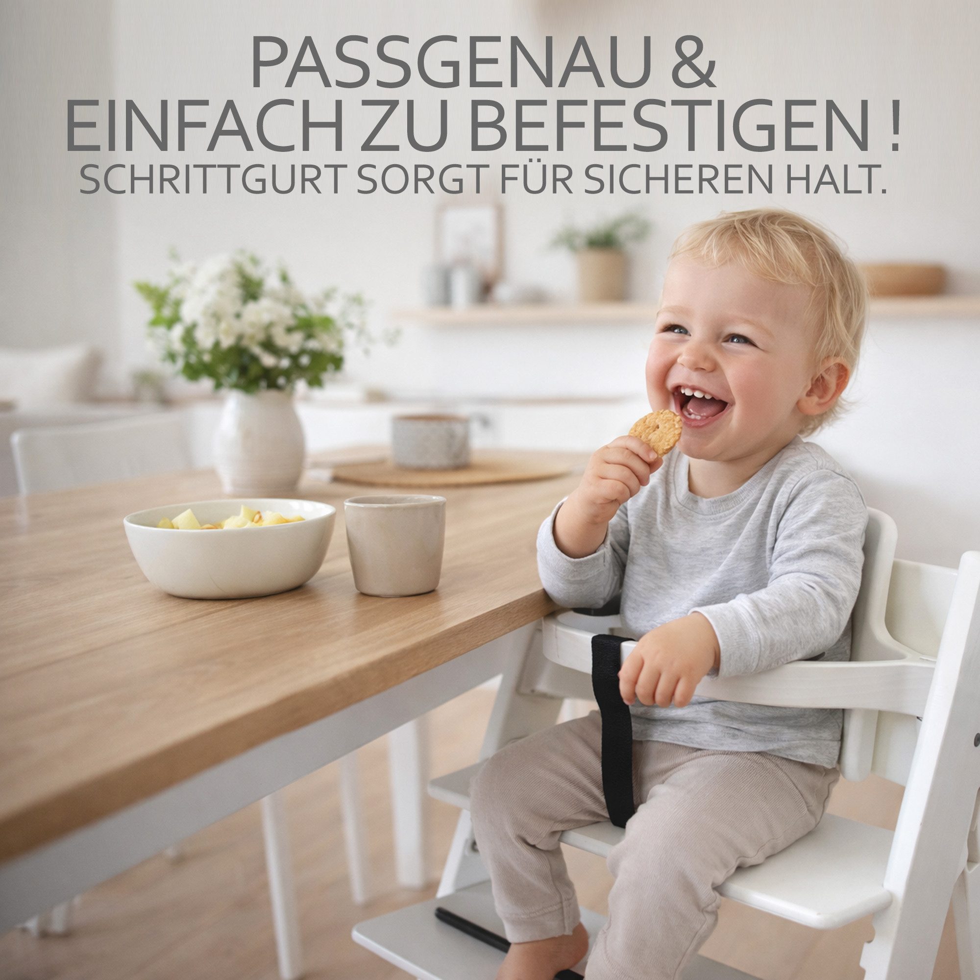 BambiniWelt by Rafael K. Leder Schrittgurt kompatibel mit Stokke Tripp Trapp Hochstuhl-Gurt, Echtleder, Öko-Leder, abwaschbar - naturbelassen - wohlriechend