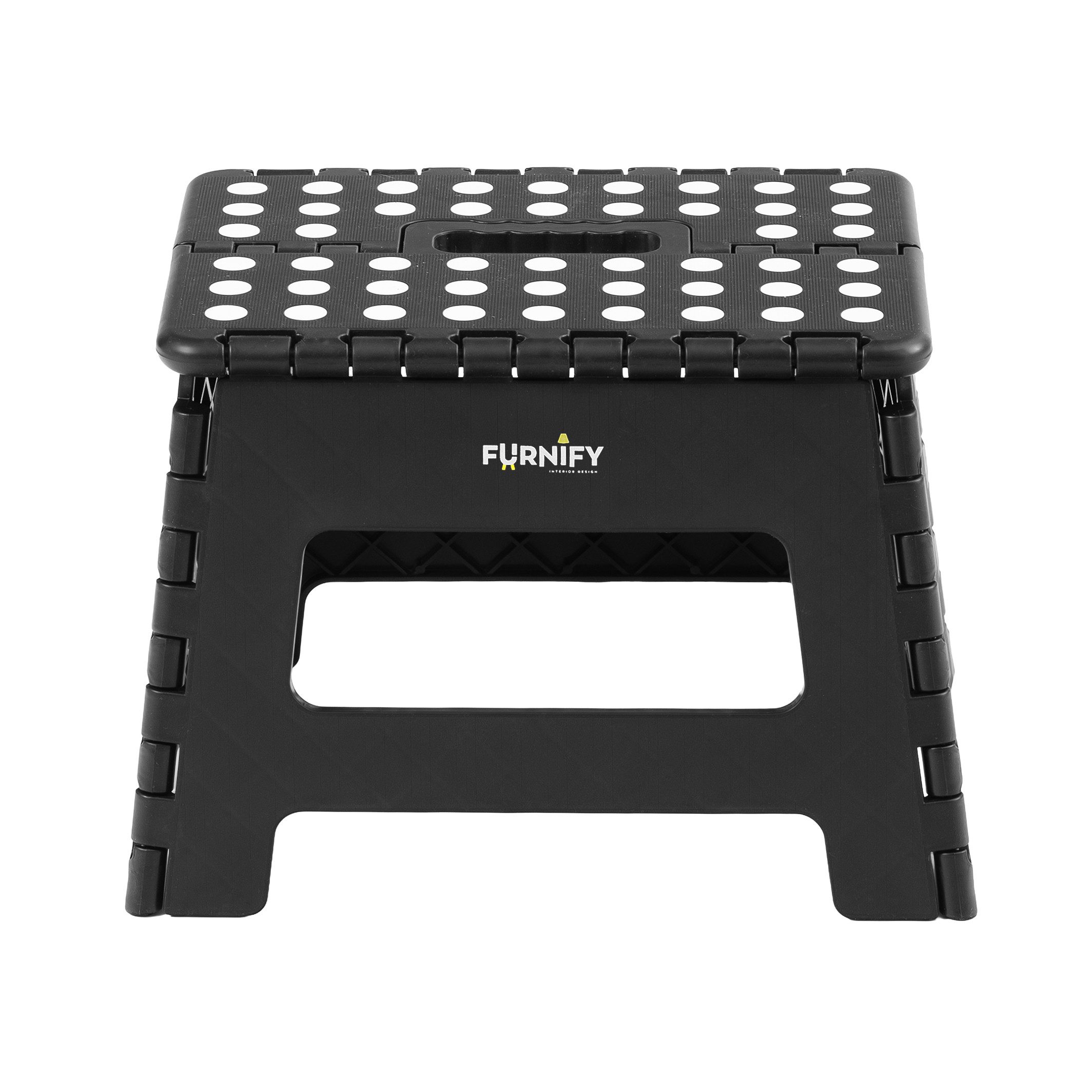 Furnify Tritthocker QUICKSTEP Klapphocker Faltbarer Haushaltshocker platzsparend (1 St), mit rutschfester Oberfläche & praktischem Tragegriff