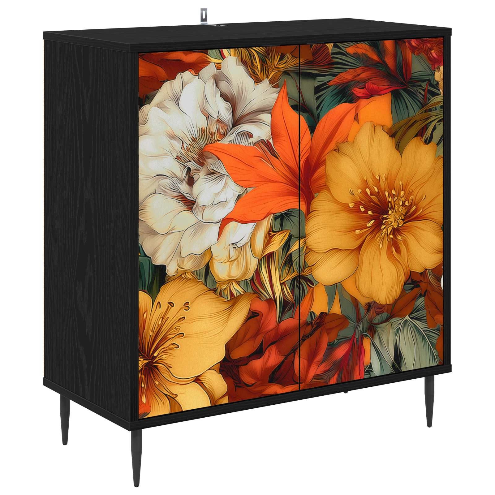 vidaXL Sideboard Sideboard GENNEP Schwarz Eichen-Optik 69 x 33 x 76 cm (1 St)