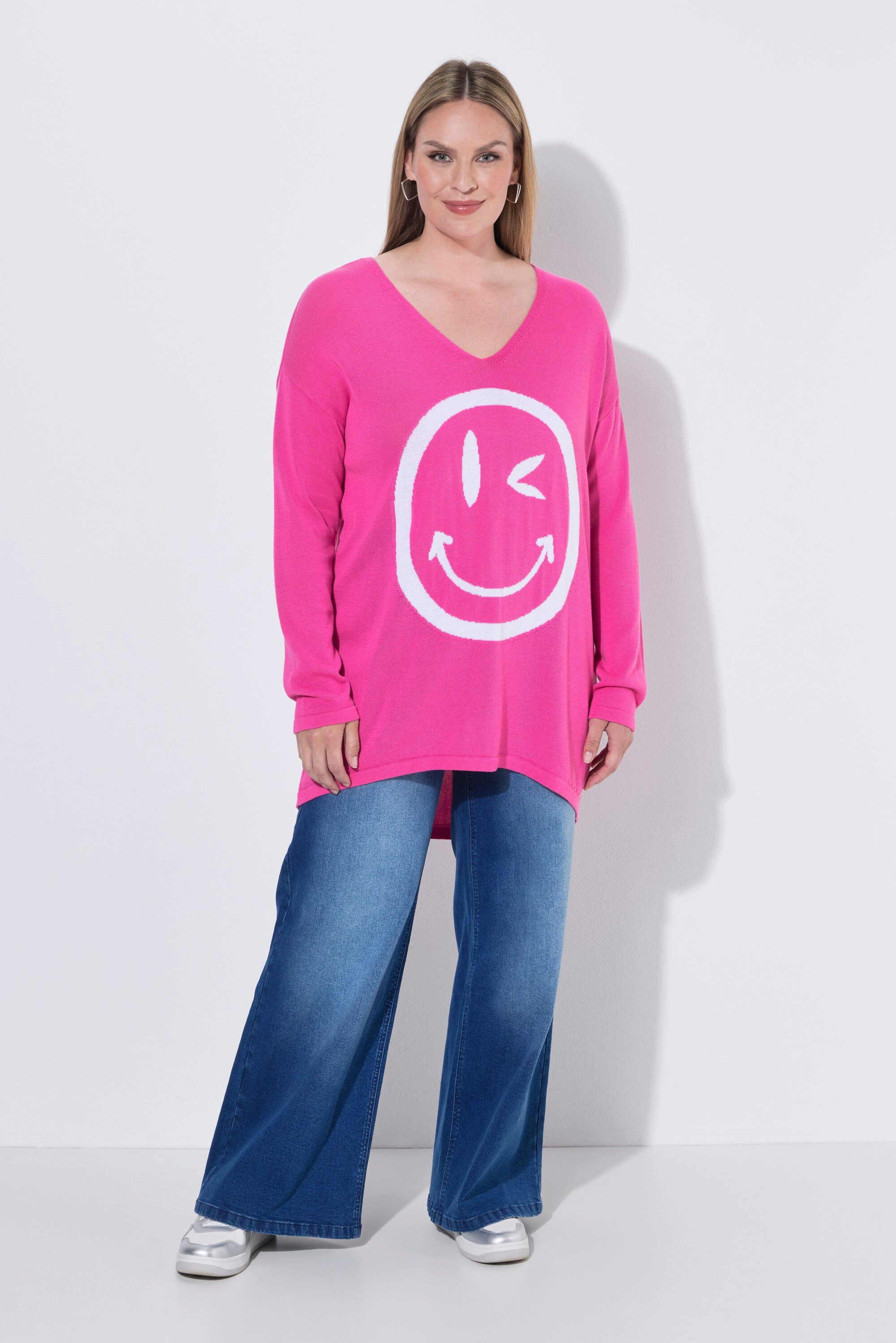 MIAMODA Strickpullover Pullover bequeme Passform großer Smiley