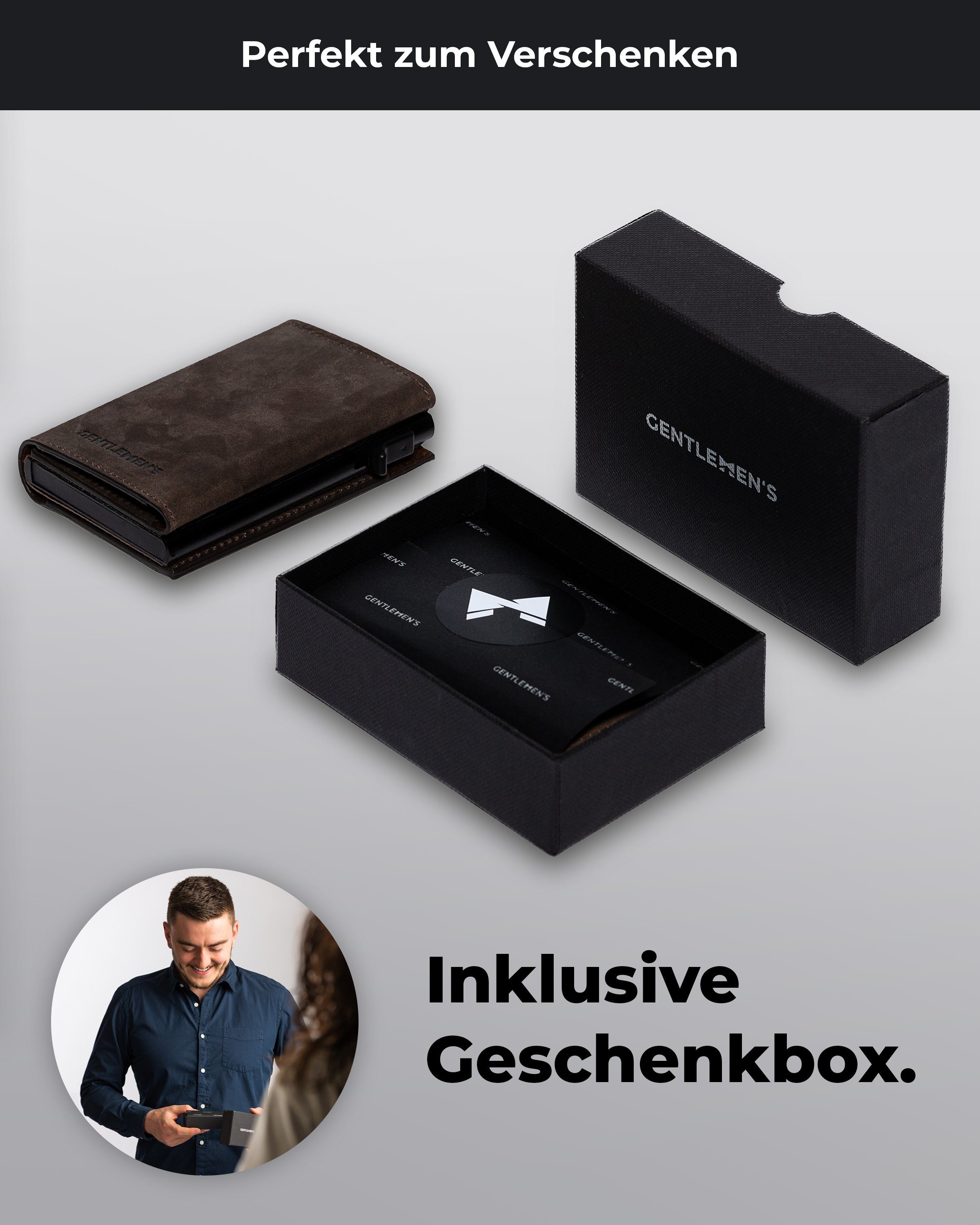 Gentlemen's Geldbörse Cardholder - Kreditkartenetui mit Münzfach & RFID-Schutz Smart Wallet, Kleiner Geldbeutel für Herren - Herren Portemonnaie mit Scheinfach – Bild 5 von 5