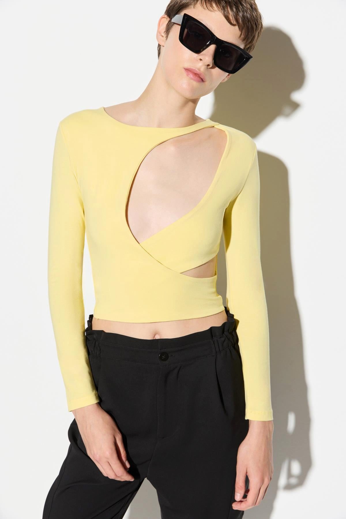 Blusentop Langärmelige Crop-Bluse