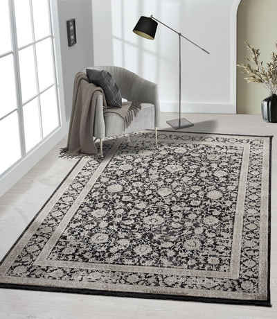Teppich Vintage-Teppich Bro-Ziegler aus reinem Polyester, TaraCarpet, rechteckig, Höhe: 10 mm, moderner edler BOHO Vintage beige Wohnzimmer Schlafzimmer 080x150 cm