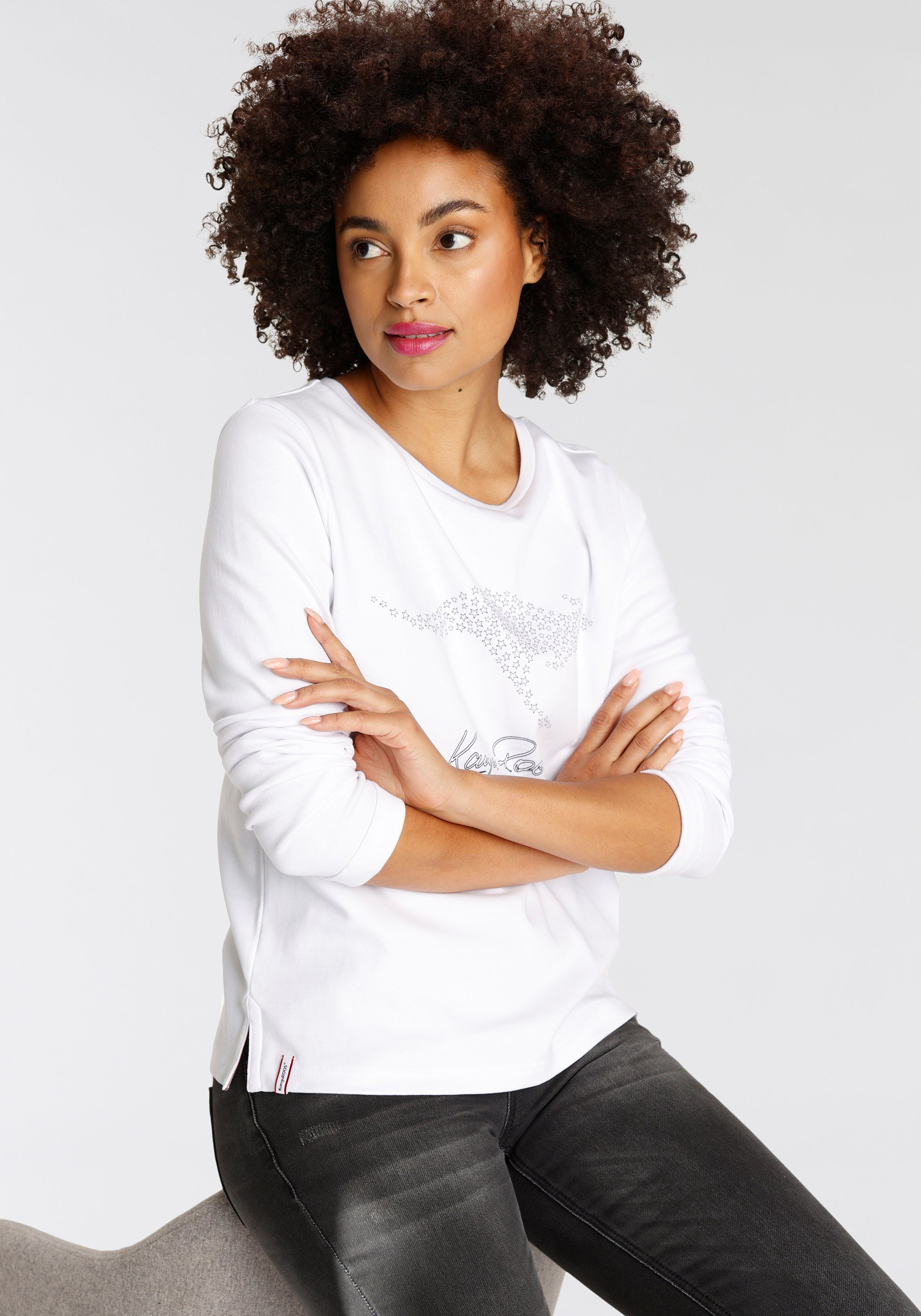 KangaROOS Sweatshirt Langarm, figurumspielend, unifarben, mit günstig online kaufen