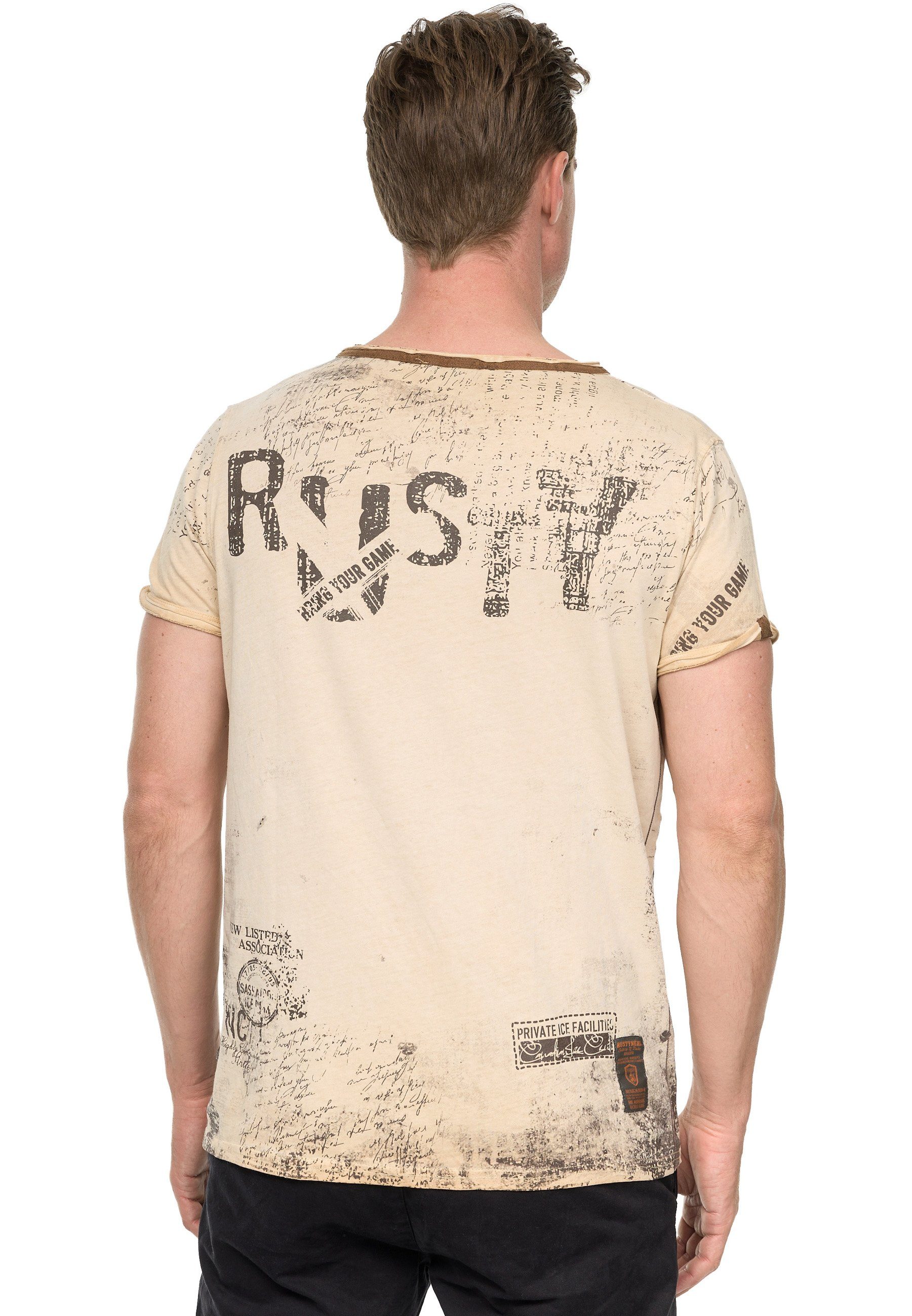 Rusty Neal T-Shirt im Used-Look beige
