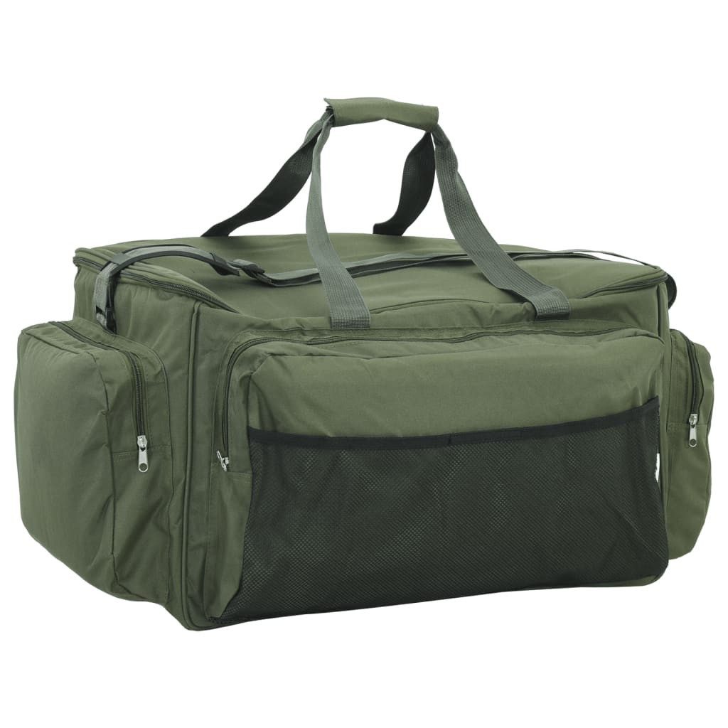 vidaXL Sporttasche 57 x 35 x 34 cm Angeltasche Wasserdicht Dunkelgrün Oxford-Gewebe