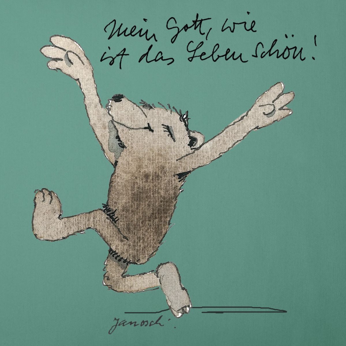 Spreadshirt Kissenbezug Janosch Bär Schönes Leben Spruch Kissenbezug 45x45 cm