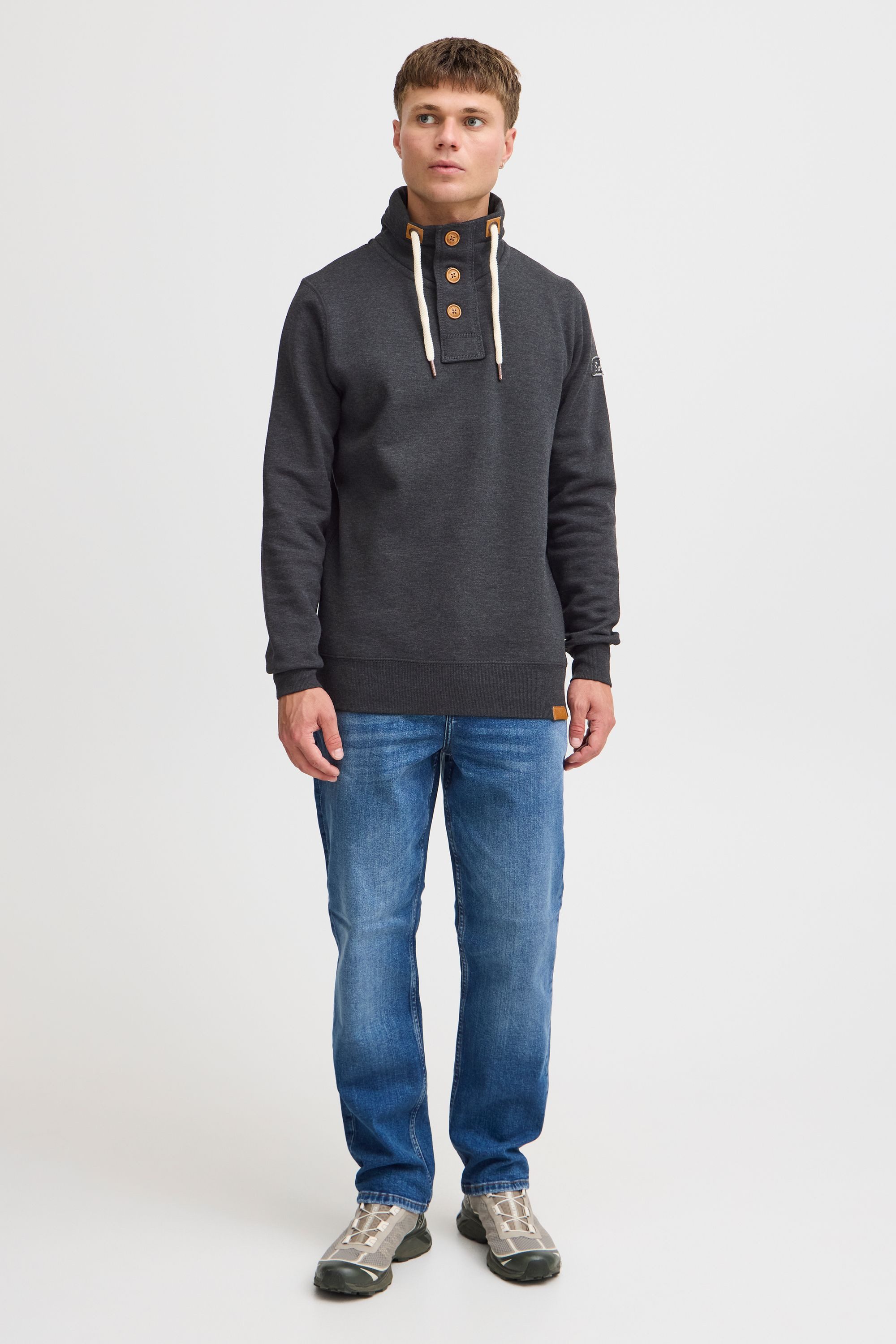 !Solid Stehkragenpullover SDTripTroyer Sweatpullover mit Knopfleiste