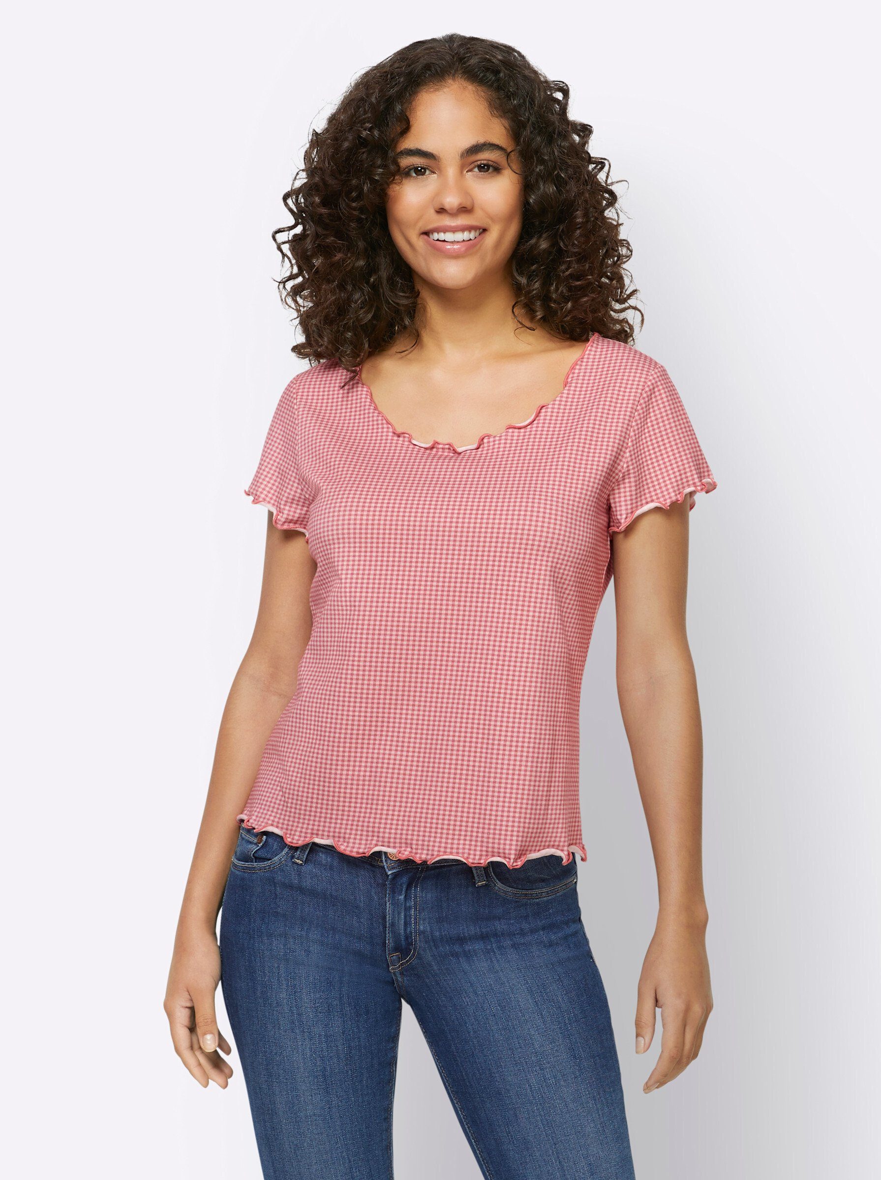 heine T-Shirt rosenquarz-weiß-bedruckt