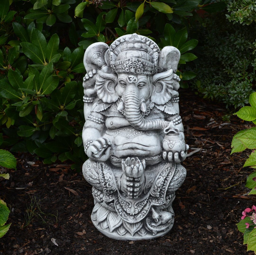 gartendekoparadies.de Gartenfigur Statue des göttlichen Ganesha, Steinfigur, H. 60 cm, 57 kg, Frostsicher
