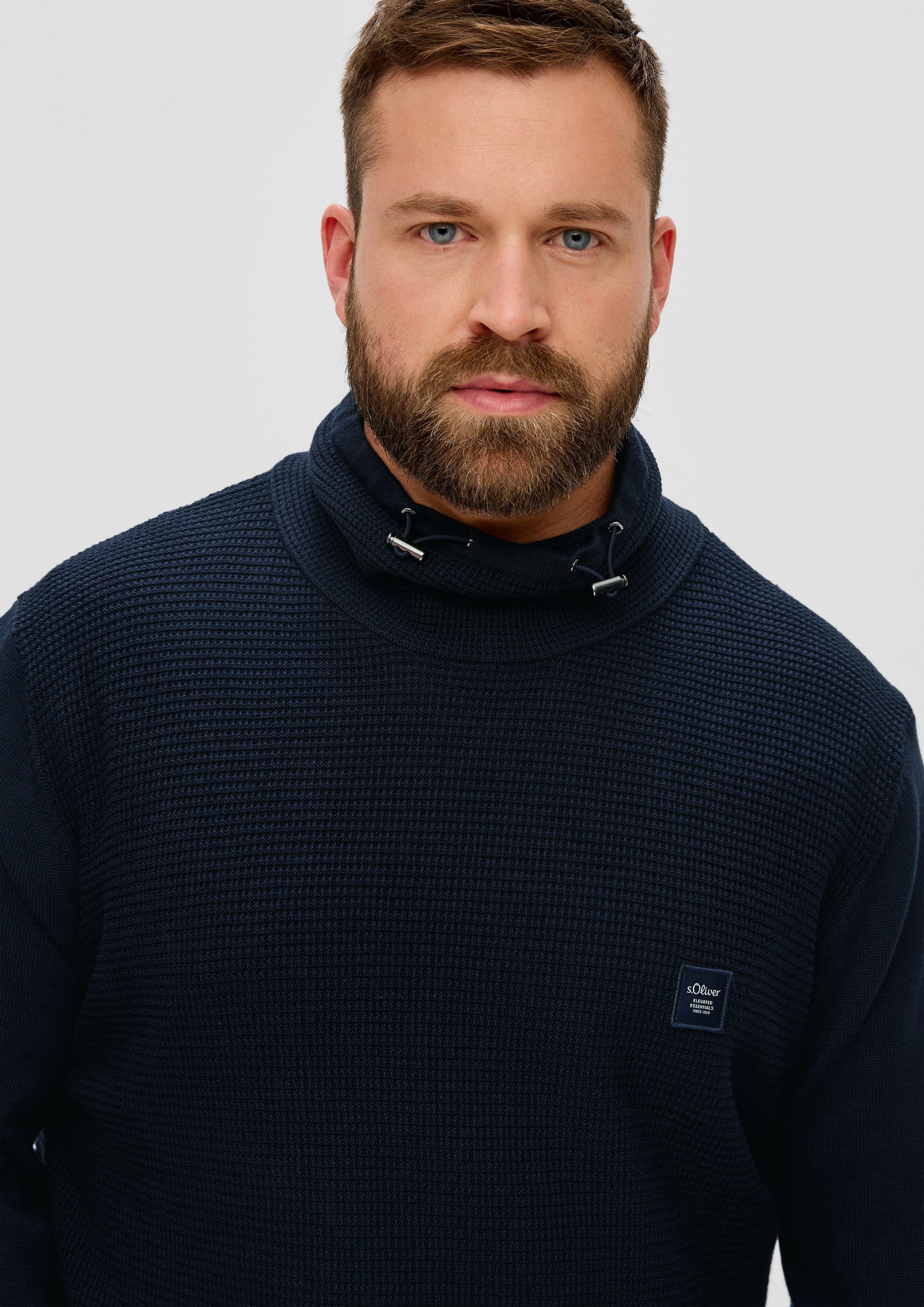 s.Oliver Longpullover Strickpullover Strickpullover mit Jersey-Ärmeln