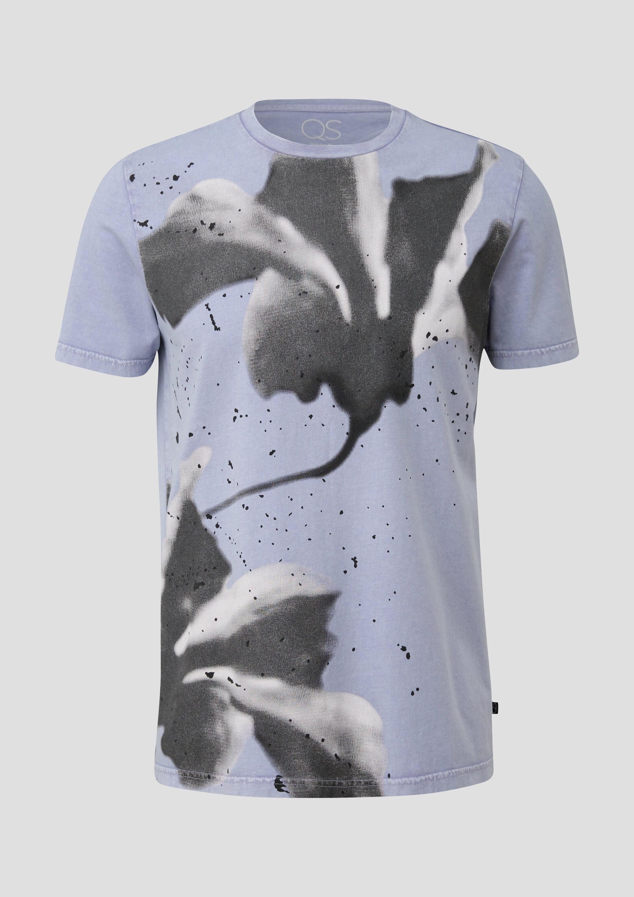 QS Kurzarmshirt T-Shirt T-Shirt mit Frontprint aus reiner Baumwolle