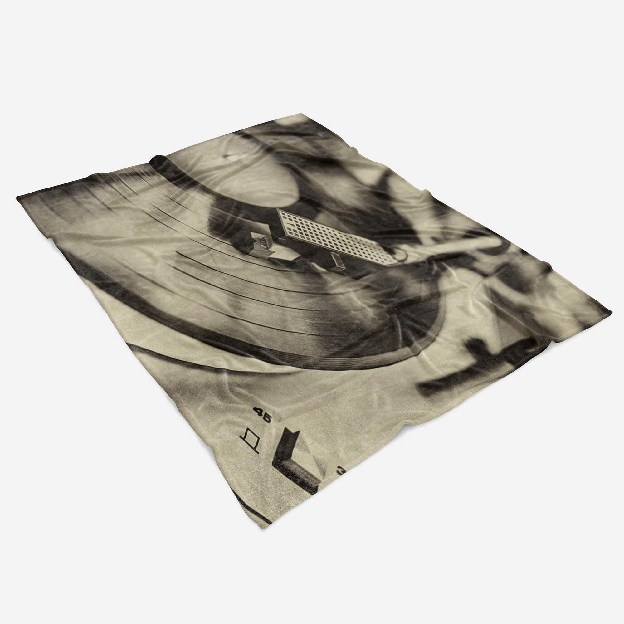 Baumwolle-Polyester-Mix Fotomotiv Handtuch Schallplattenspiel, Kuscheldecke mit Handtuch (1-St), Strandhandtuch Handtücher Saunatuch Sinus Art